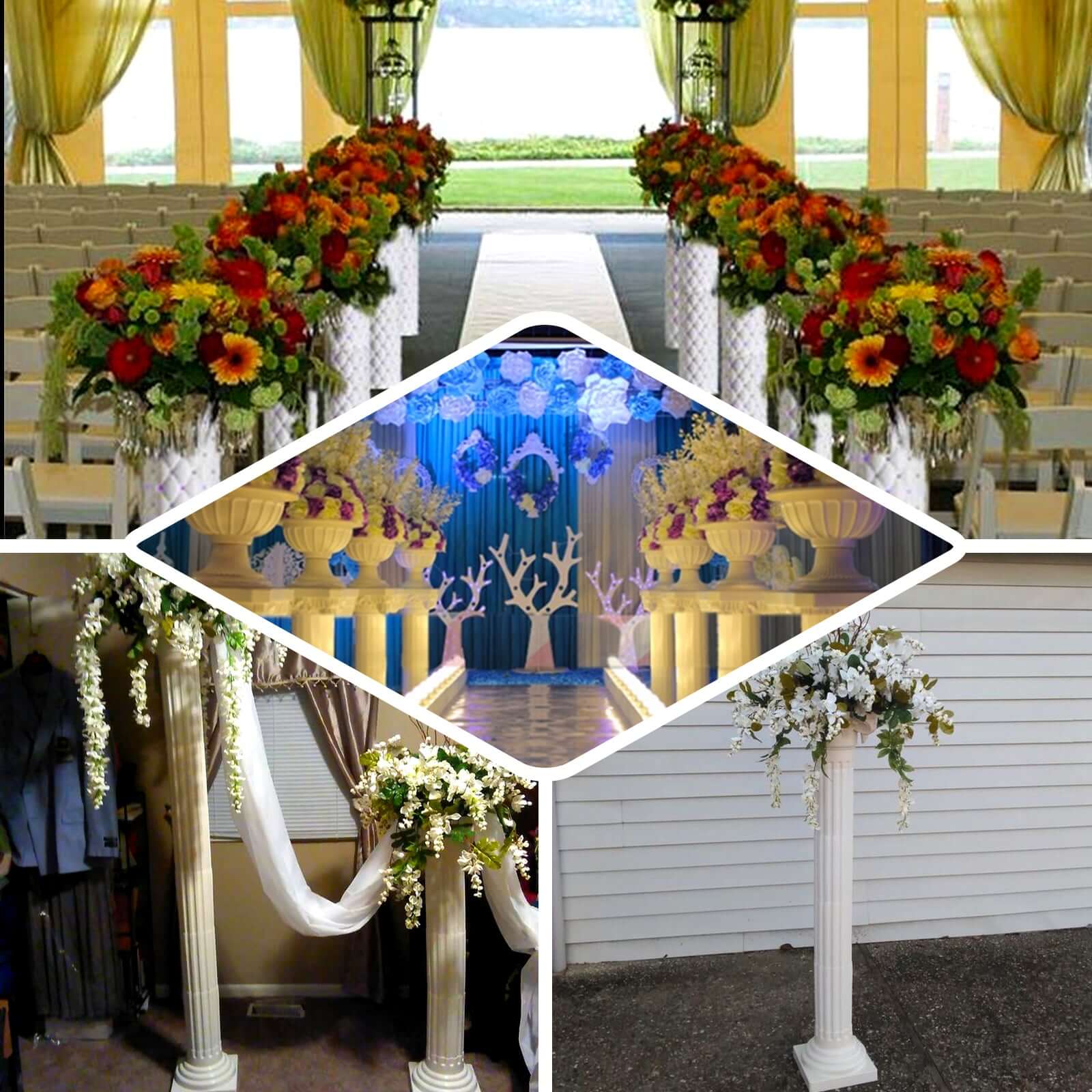 4 Pack White Height Adjustable Empirical Roman Inspired Pedestal Column Plant Stand - PVC 34" - Image 5