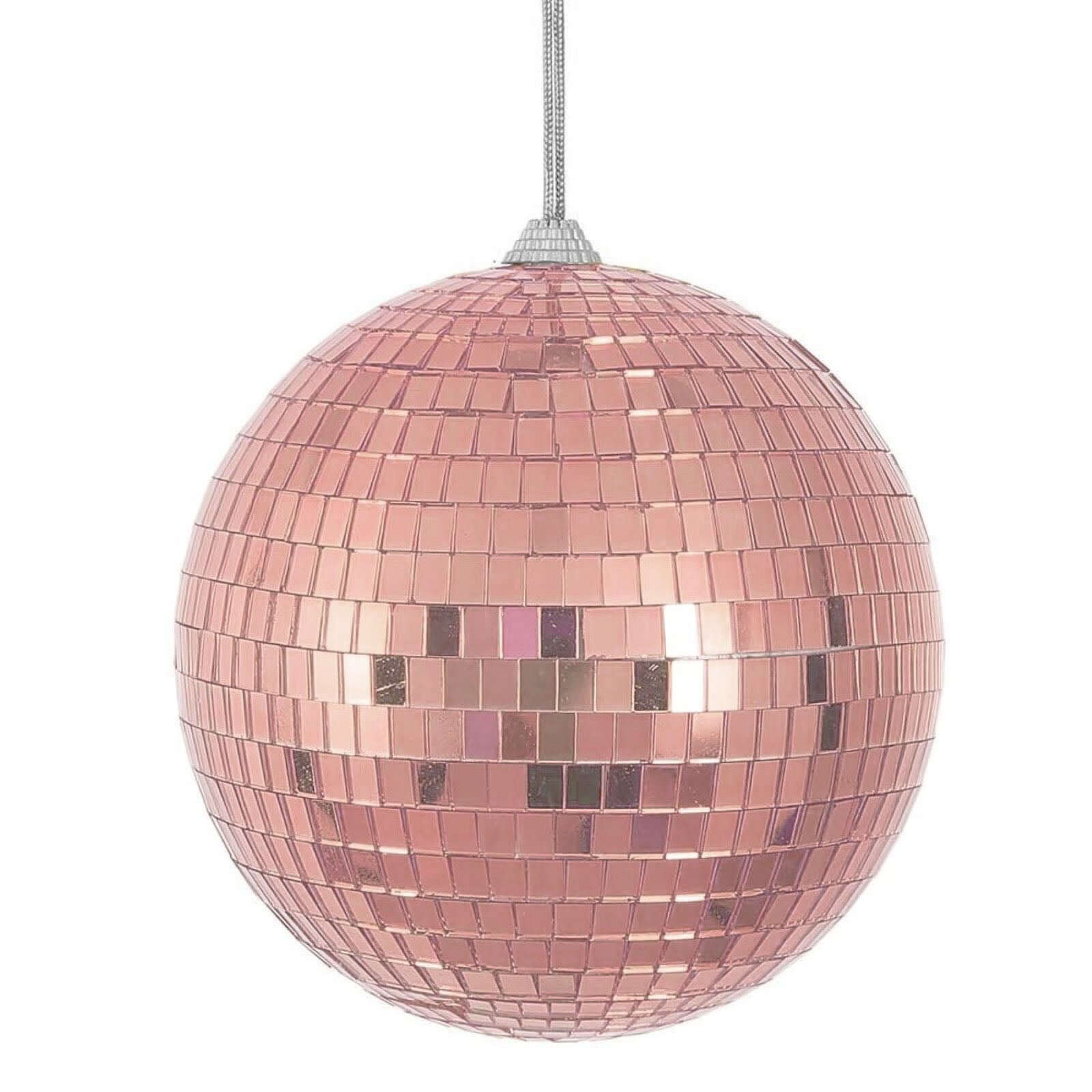 4 Pack Rose Gold Foam Disco Mirror Ball With Hanging Strings, Holiday Christmas Ornaments 6" - Image 8