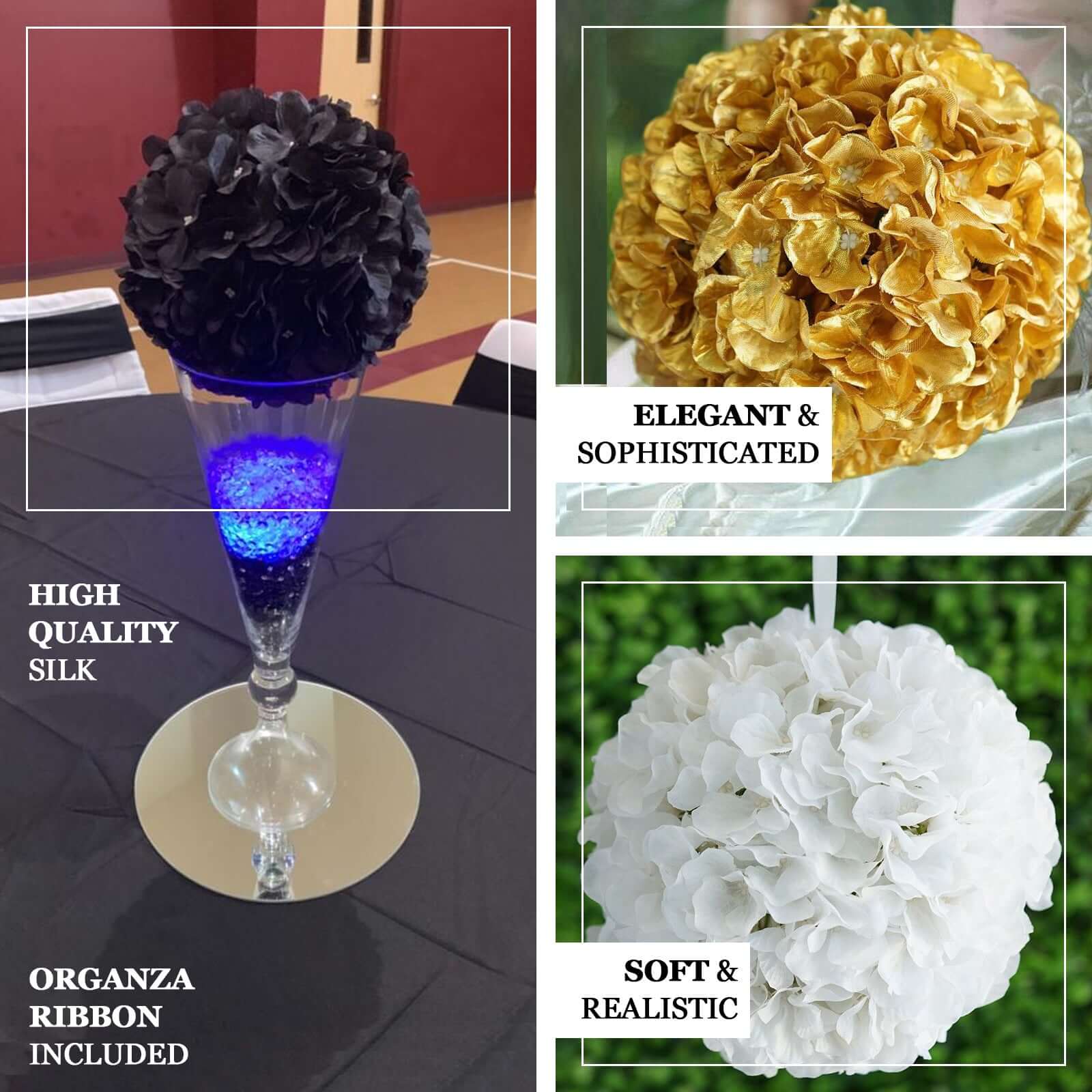4 Pack Burgundy Artificial Silk Hydrangea Kissing Flower Balls 7" - Image 4