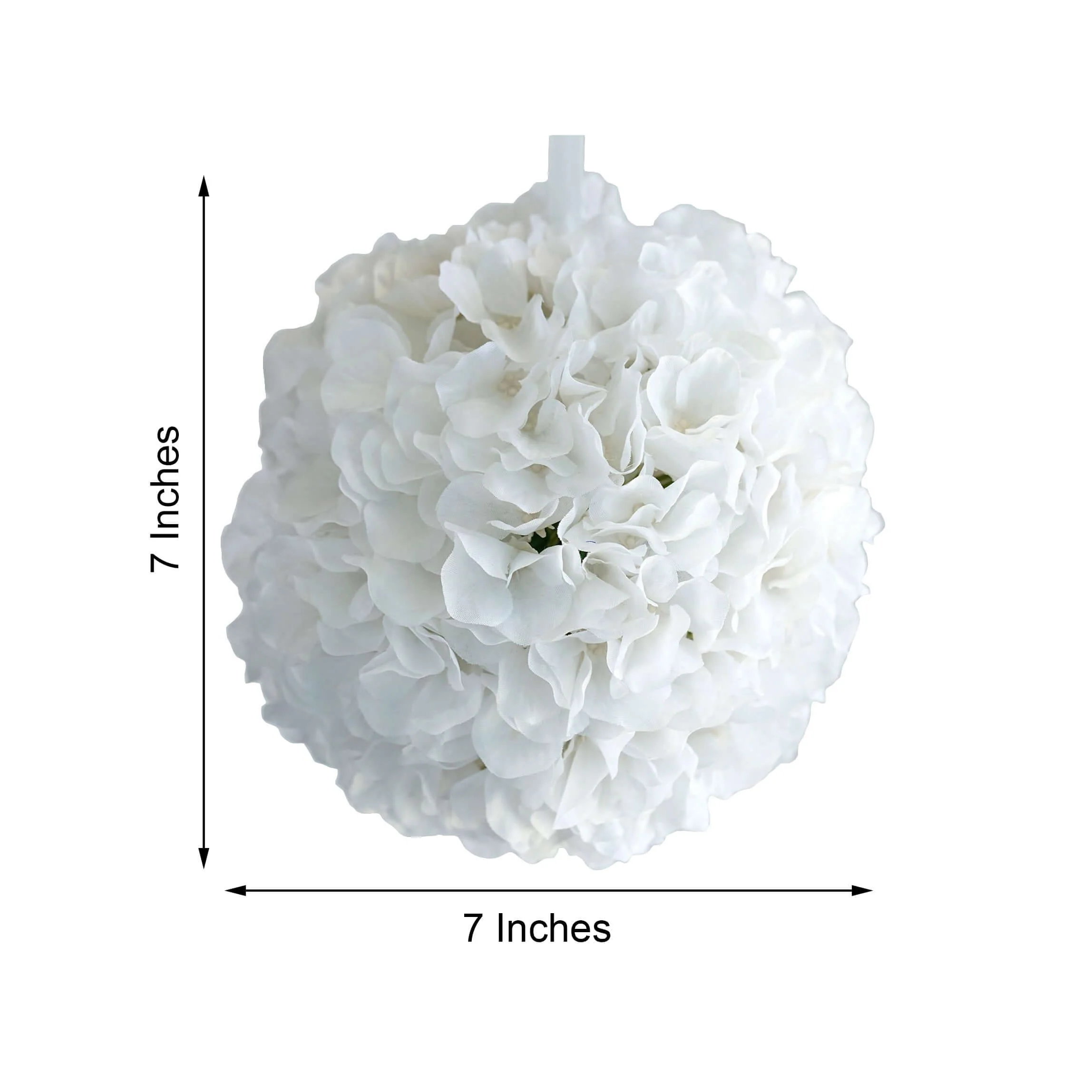 4 Pack White Artificial Silk Hydrangea Kissing Flower Balls 7" - Image 3