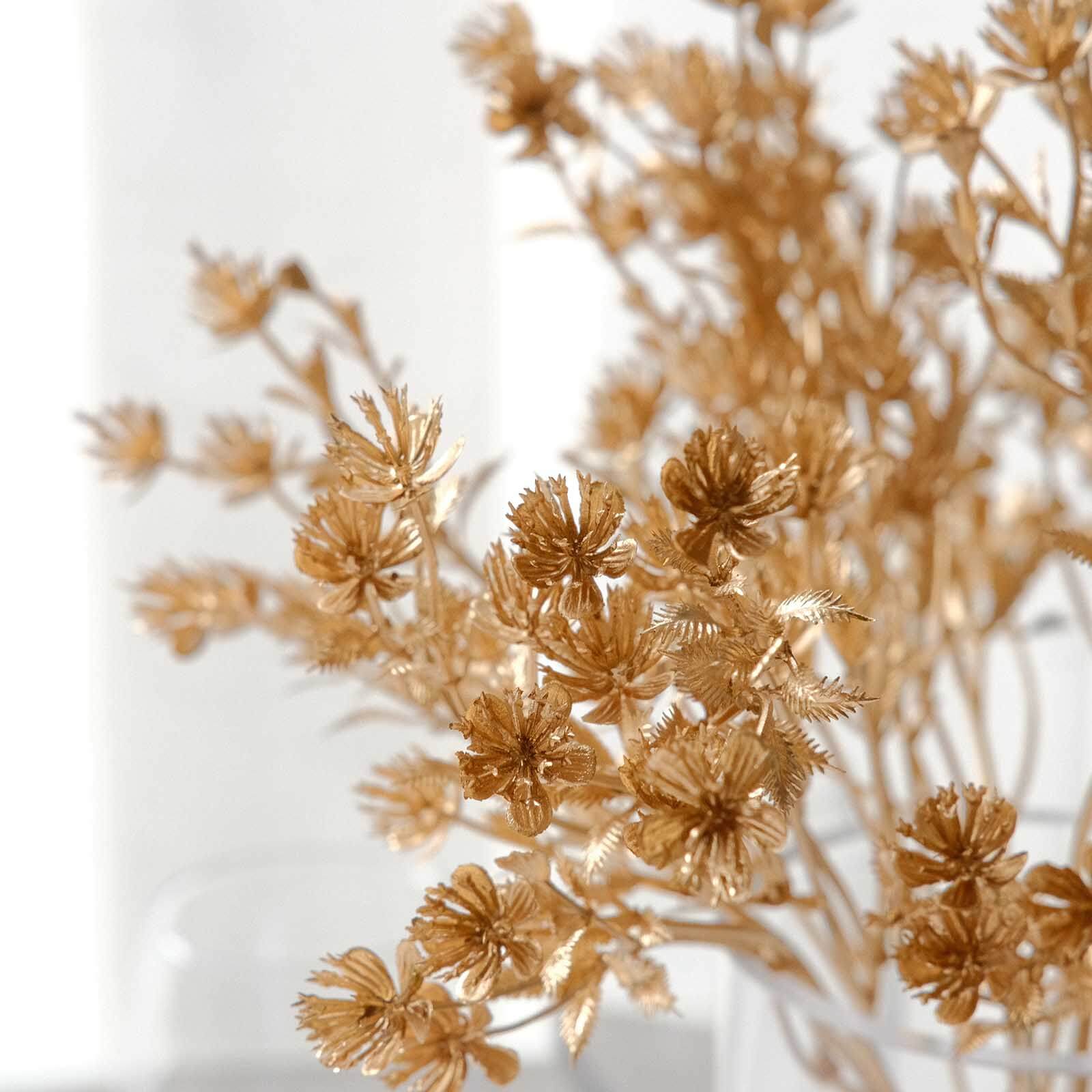 4-Pack Artificial Baby's Breath Flower Bouquet 13" Metallic Gold - Image 11