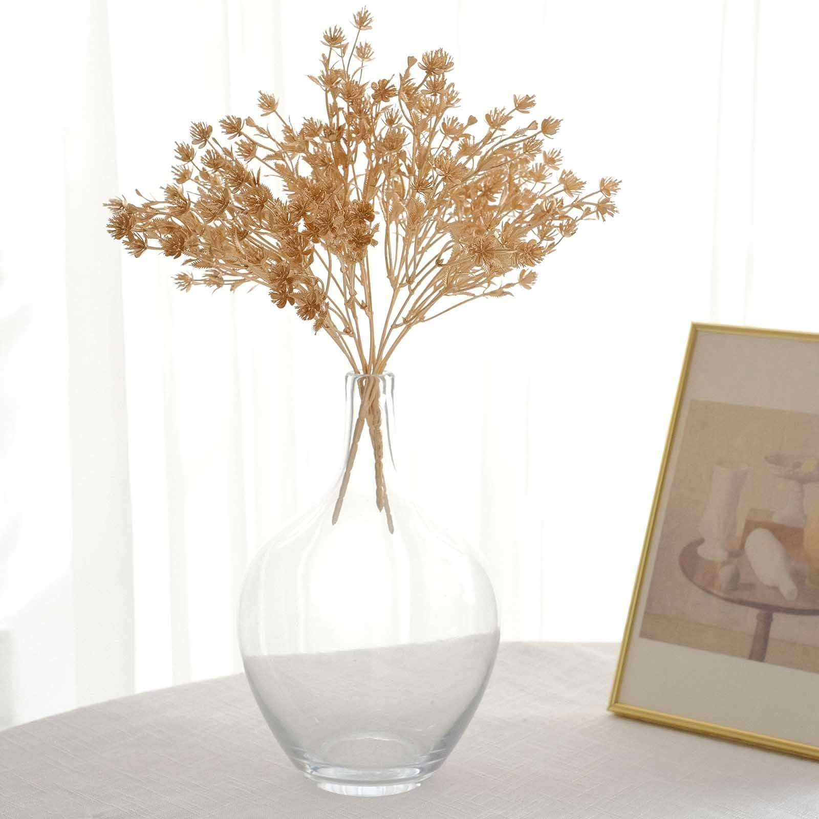 4-Pack Artificial Baby's Breath Flower Bouquet 13" Metallic Gold - Image 5