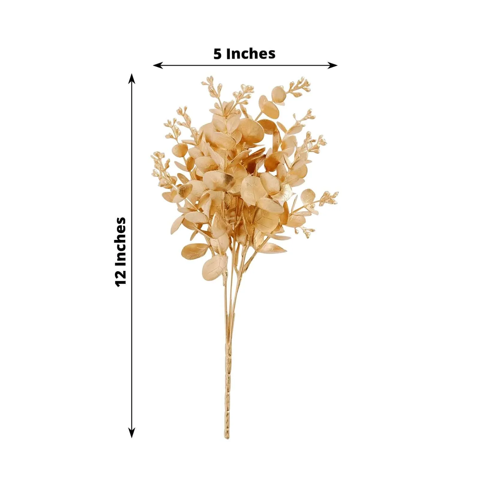 4-Pack Artificial Eucalyptus Leaves Decor 12" Metallic Gold - Image 3