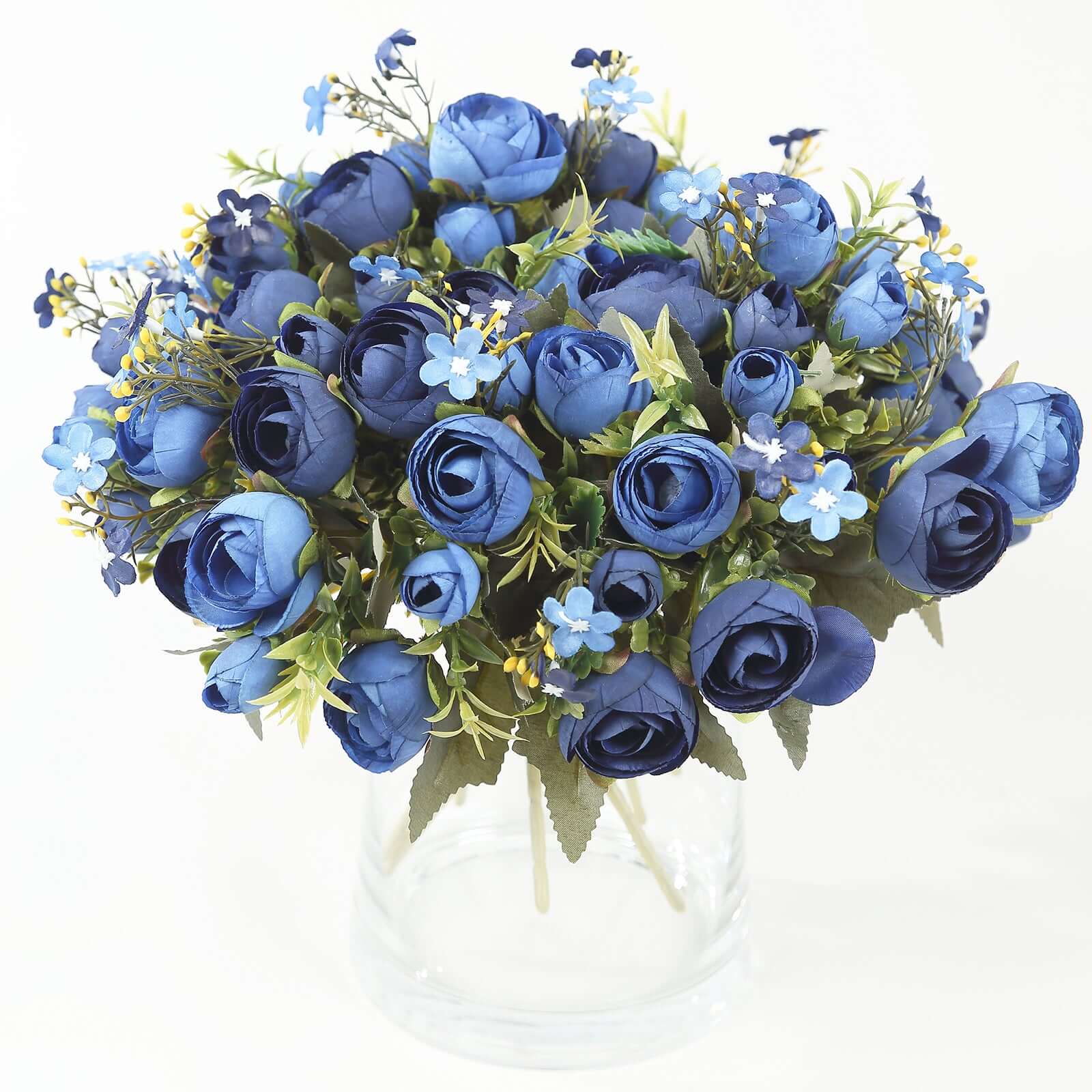4 Pack Artificial Navy Blue Mini Ranunculus Silk Flower Arrangements, Faux Buttercup Floral Bouquets - 12" - Image 6