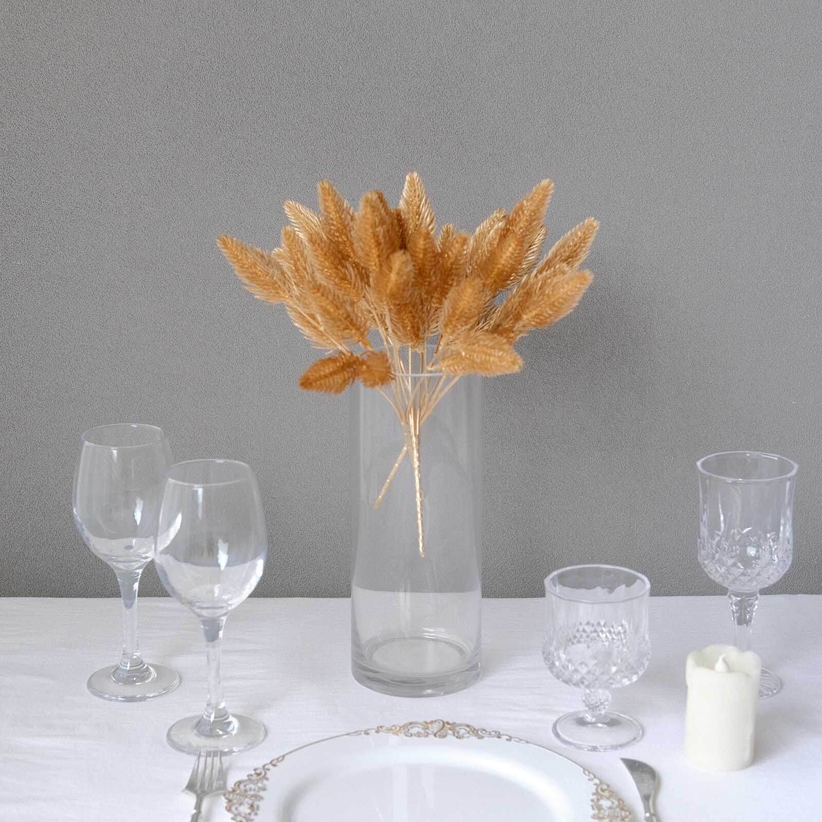 4-Pack Artificial Pine Branches 11" Metallic Gold - Faux Flexible Pine Needle Sprigs Floral Sprays for Festive Weddings Holiday Parties & Home Accents - Image 5