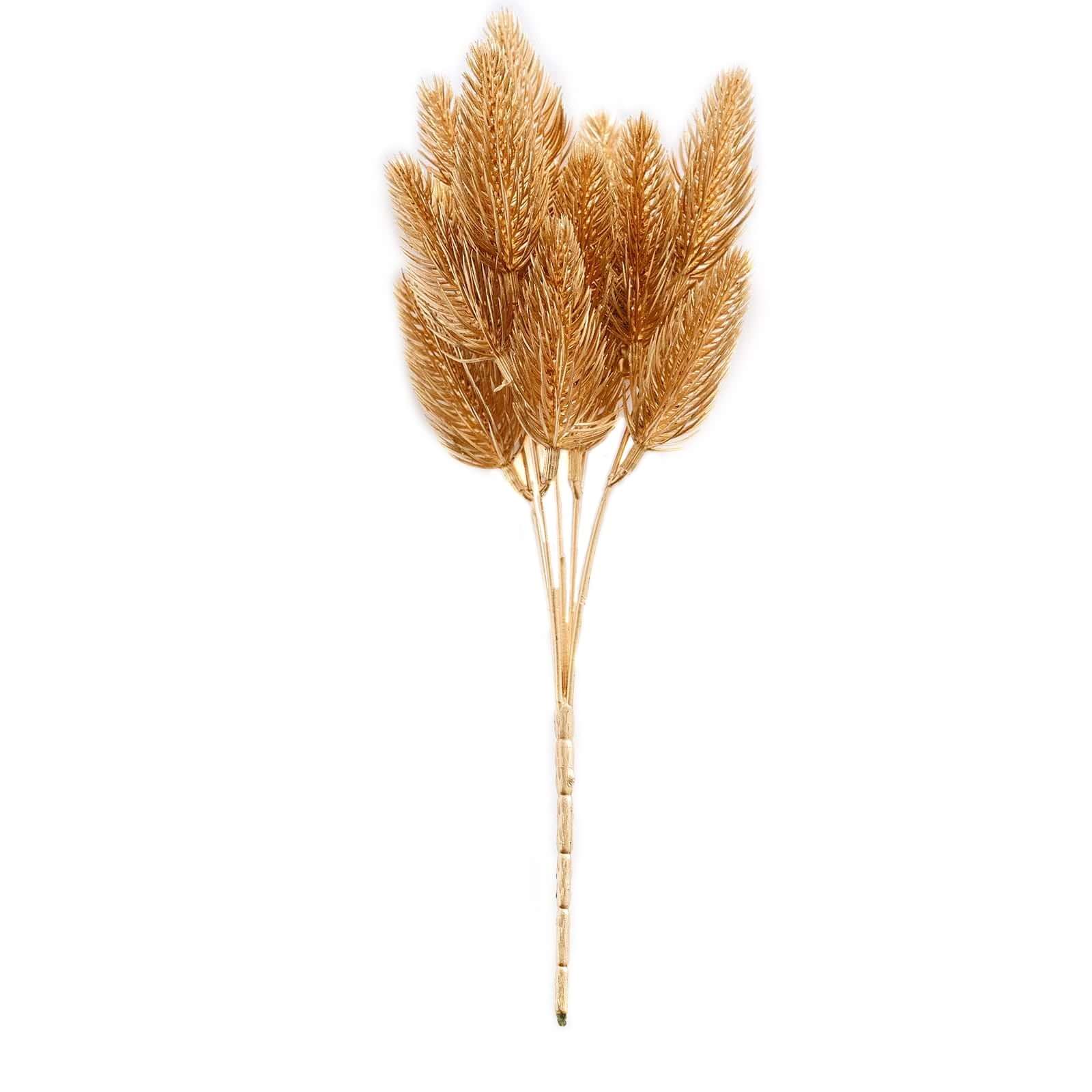 4-Pack Artificial Pine Branches 11" Metallic Gold - Faux Flexible Pine Needle Sprigs Floral Sprays for Festive Weddings Holiday Parties & Home Accents - Image 7