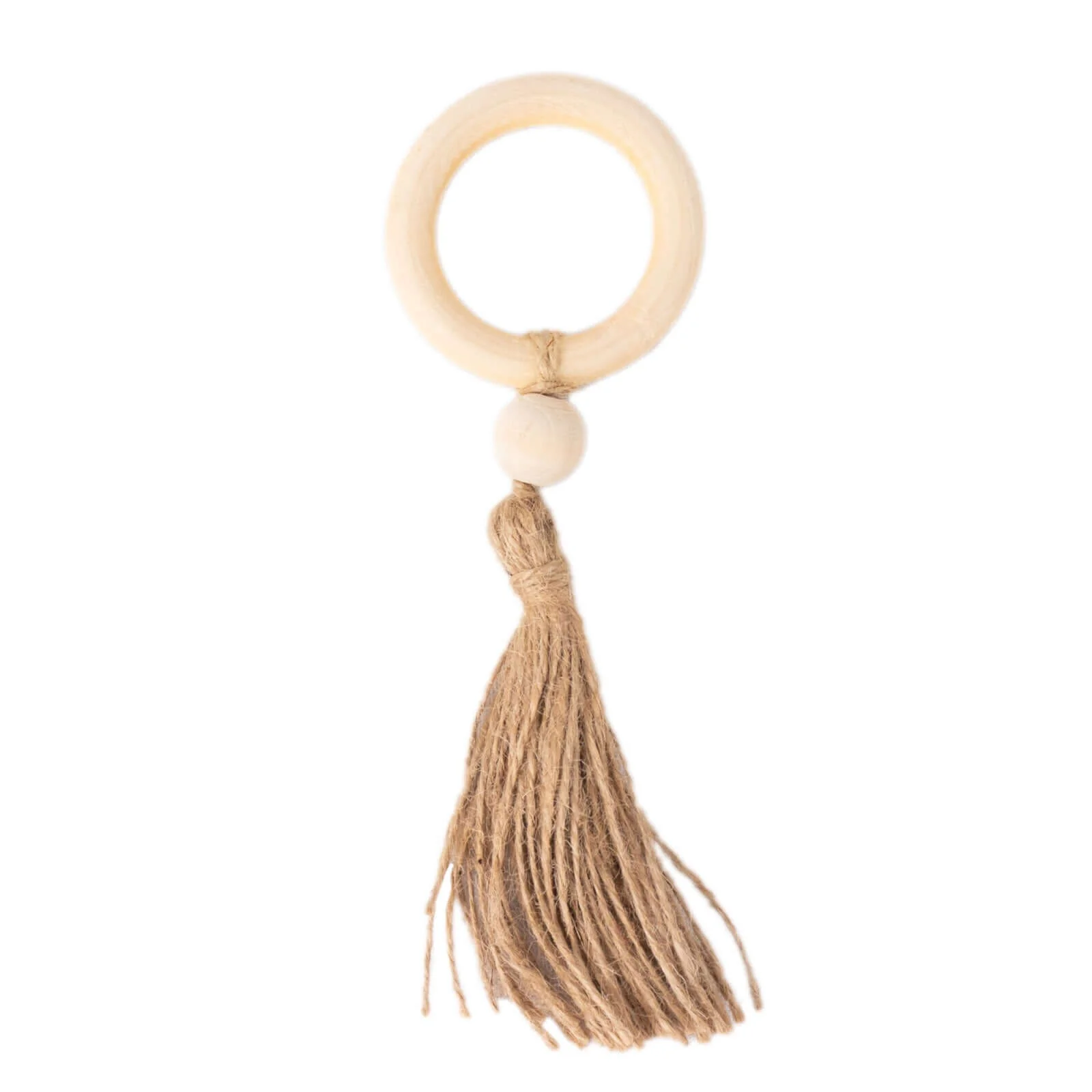 4 Pack Cream Wooden Napkin Rings with Woven Jute Beaded Tassel, Farmhouse Style Dinner Serviette Buckles - Image 7