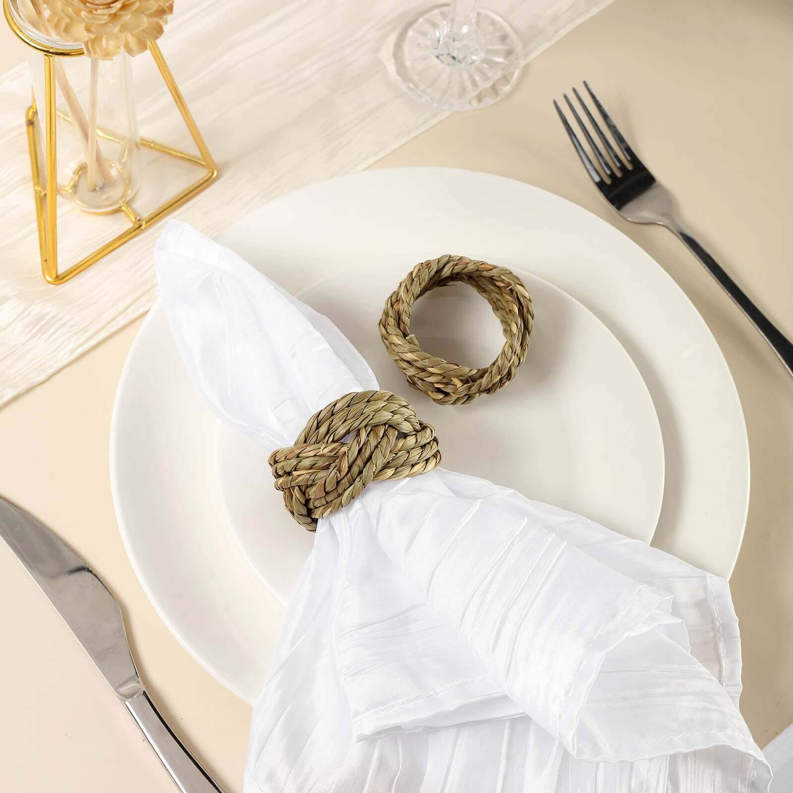 4 Pack Farmhouse Style Natural Burlap Napkin Rings, Handmade Braided Jute Napkin Holders - Image 6