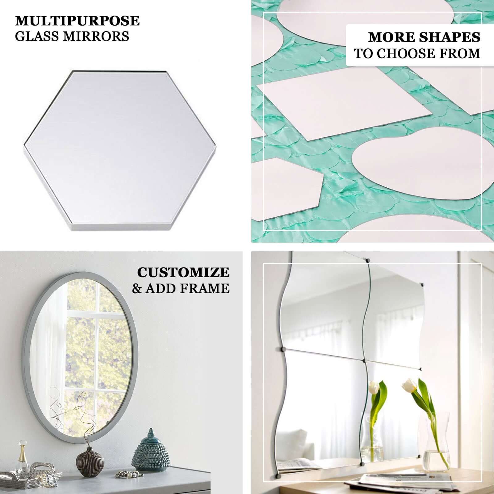 4-Pack Glass Mirror Table Centerpiece 12" Oval Hanging Wall Decor - Reflective Home and Event Decorations - Image 7