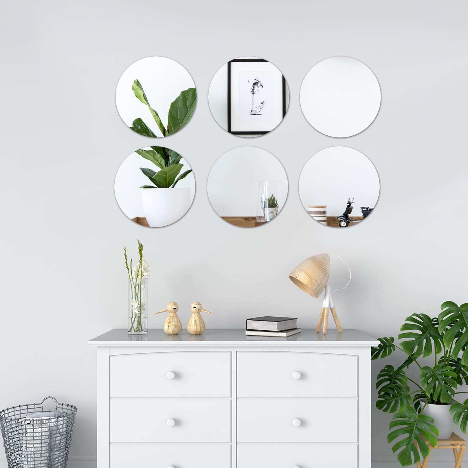 4-Pack Glass Mirror Table Centerpiece 12" Round Hanging Wall Decor - Reflective Event Decorations - Image 2
