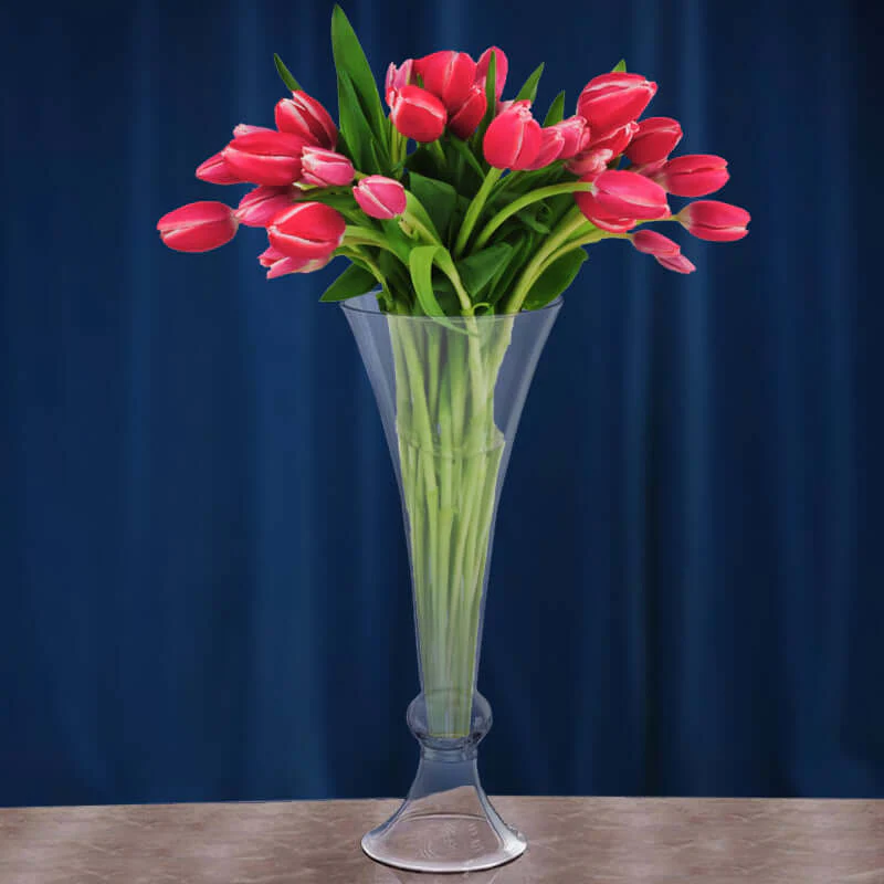 4-Pack Glass Trumpet Vases Crystal Ball Design 18" Clear - Decorative Floral Centerpieces for Weddings - Image 2
