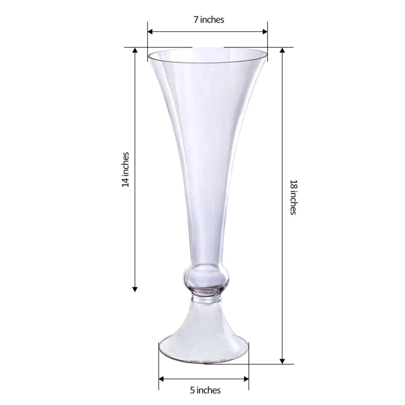 4-Pack Glass Trumpet Vases Crystal Ball Design 18" Clear - Decorative Floral Centerpieces for Weddings - Image 3