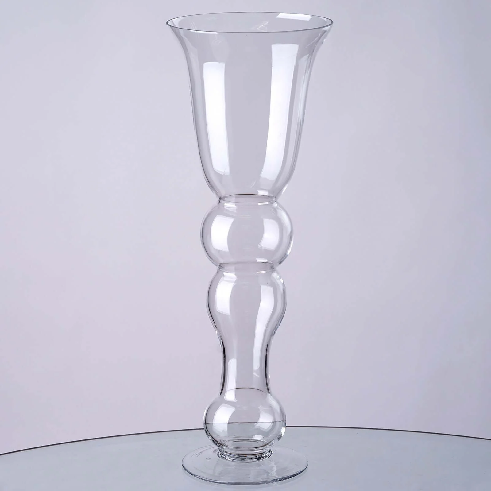4-Pack Glass Trumpet Vases Pilsner Curved Design 20" Clear - Decorative Floral Wedding Centerpieces