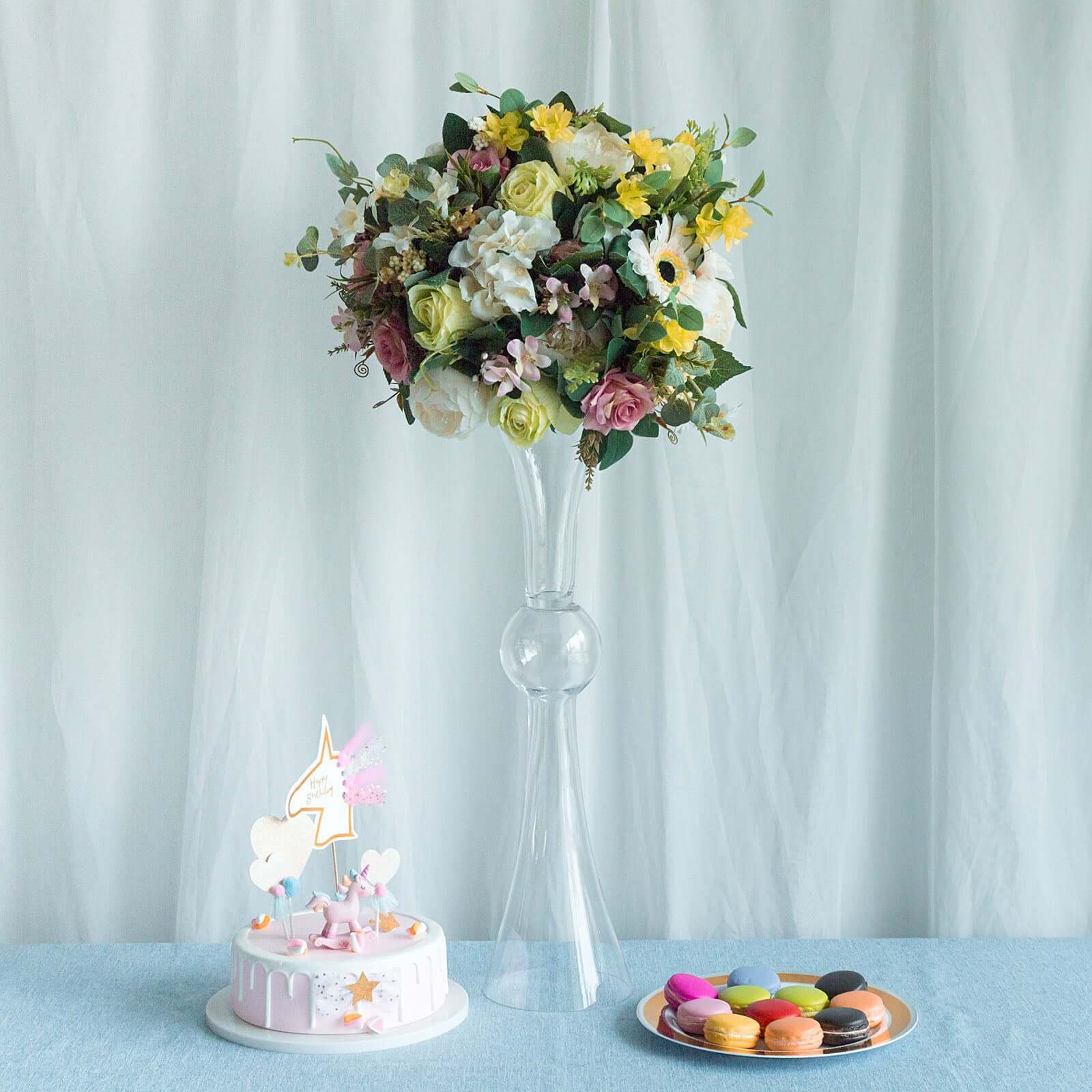 4-Pack Glass Trumpet Vases Reversible Latour Design 24" Clear - Decorative Flower Centerpieces for Weddings