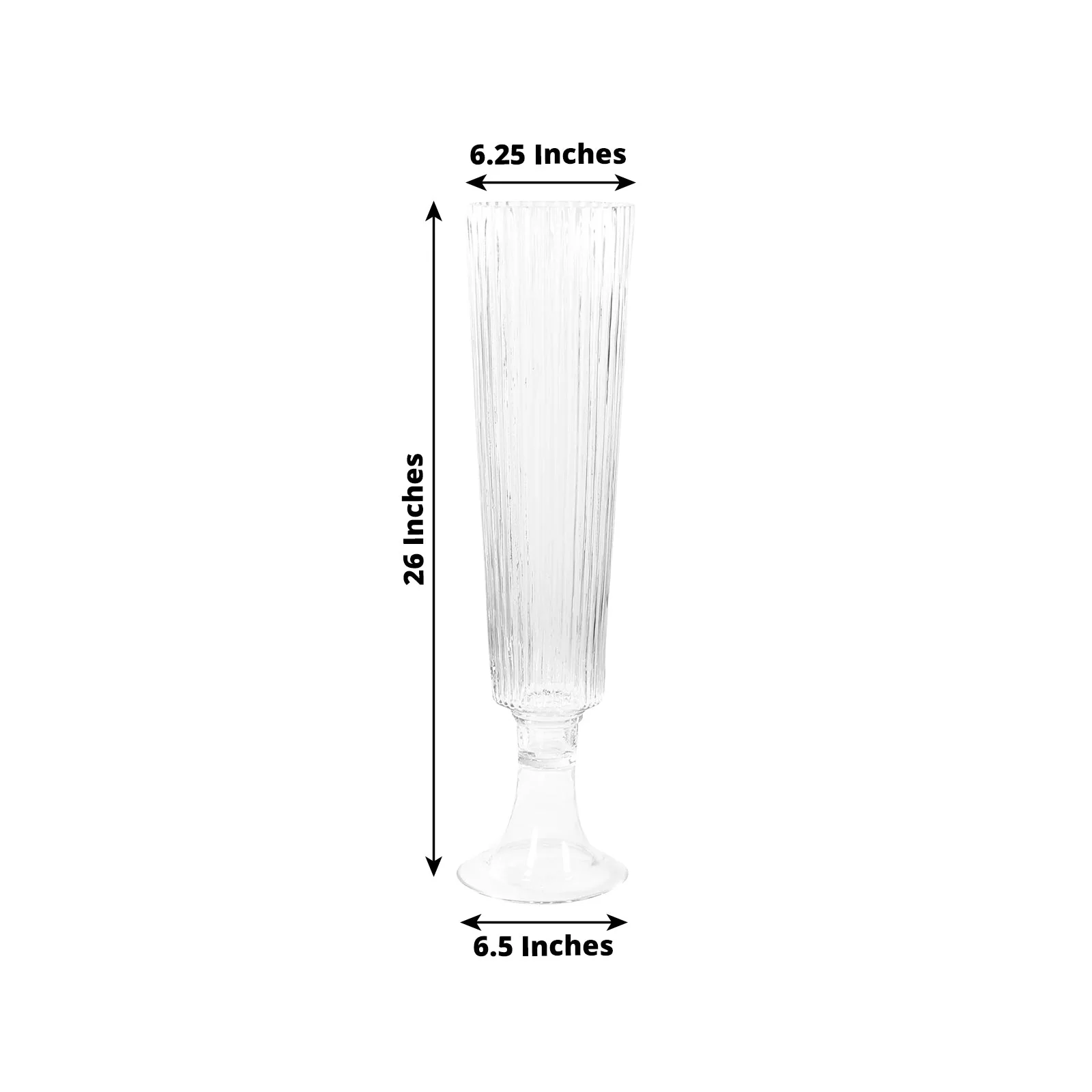 4-Pack Glass Trumpet Vases Ribbed Design 26" Clear - Heavy Duty Floral Wedding Centerpieces - Image 2