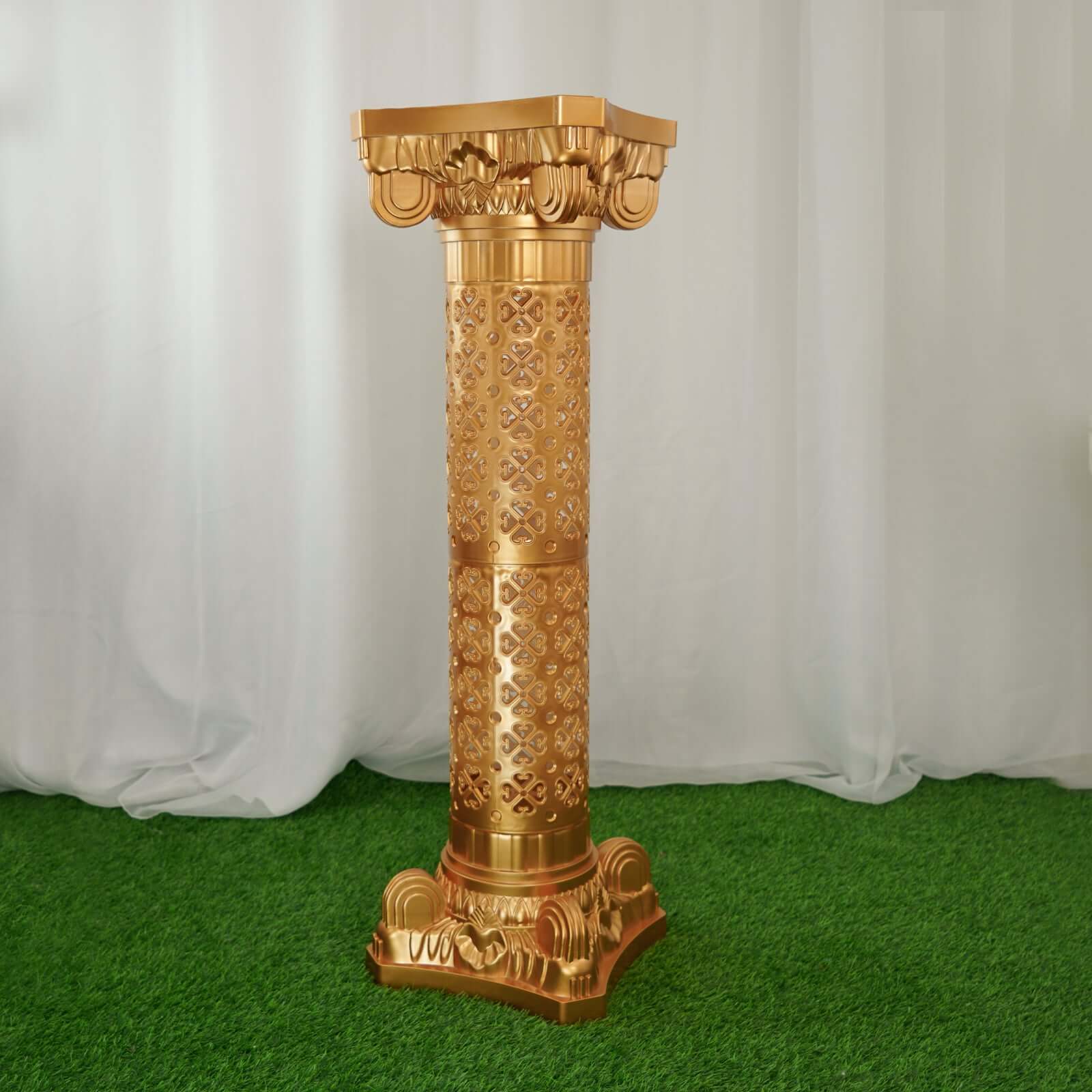 4 Pack Gold Crafted Venetian Inspired Pedestal Stand Plant Pillar PVC 40" Tall - Image 6