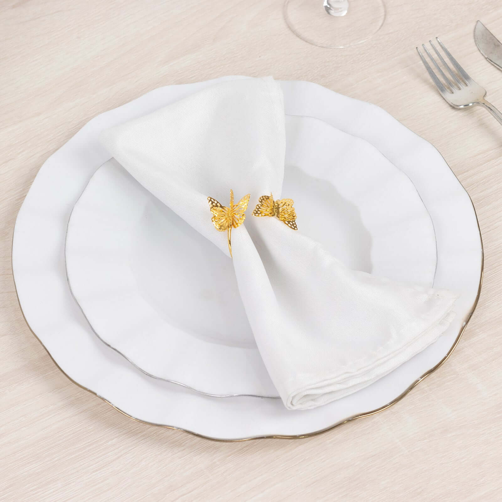 4 Pack Gold Laser Cut Butterfly Metal Napkin Rings Dining Table Decor, Spiral Wedding Napkin Holders - 2" - Image 2