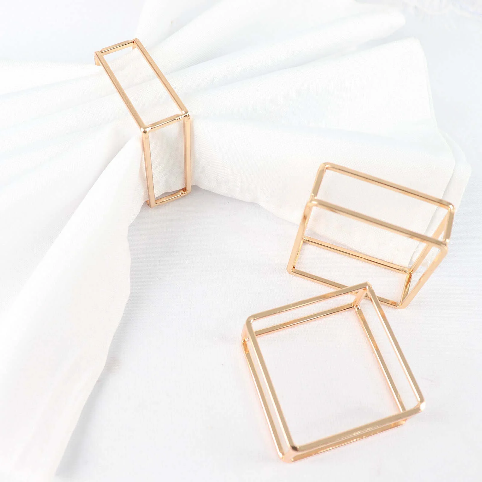 4 Pack Gold Metal Hollow Square Napkin Rings, Modern Geometric Cube Napkin Holders - Image 10