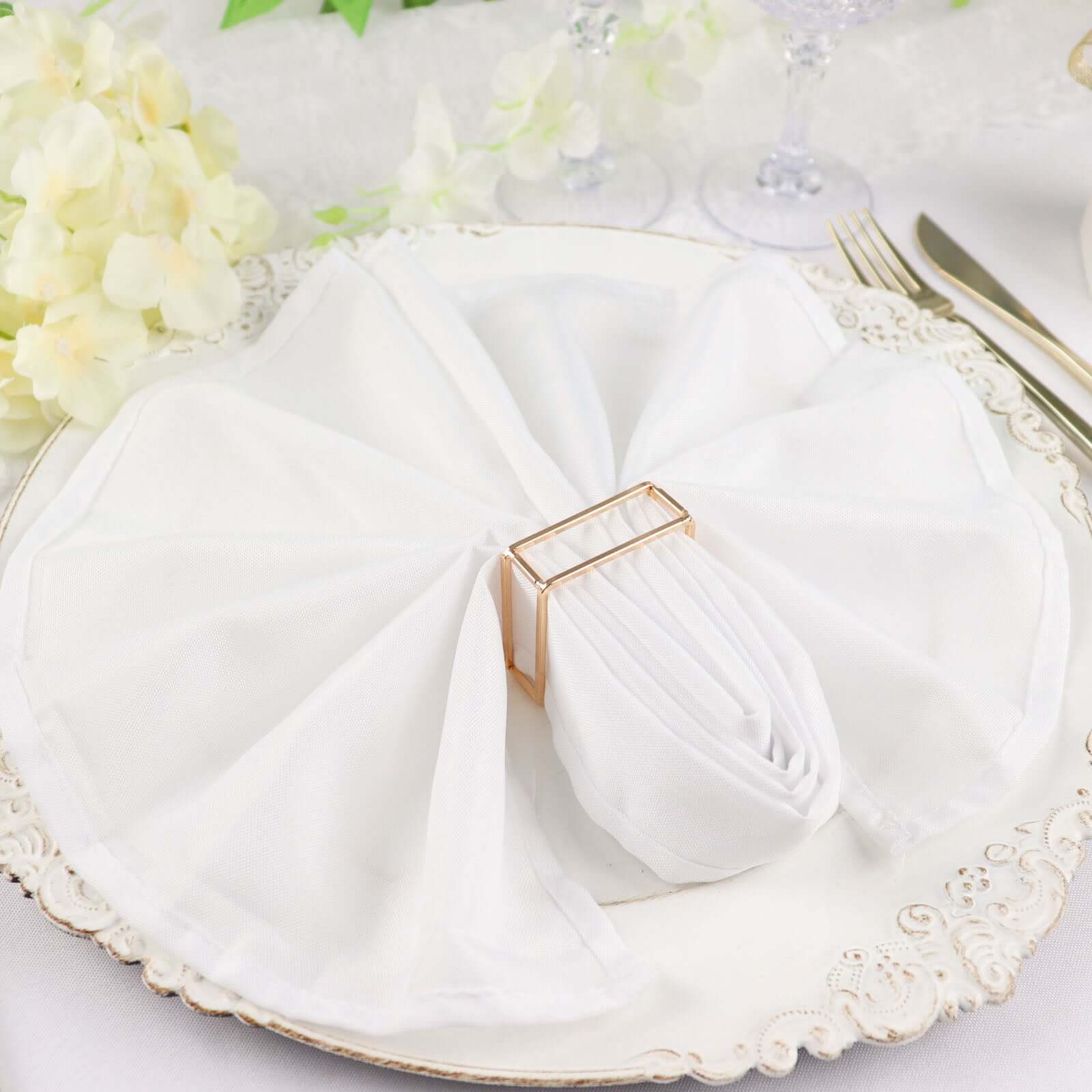 4 Pack Gold Metal Hollow Square Napkin Rings, Modern Geometric Cube Napkin Holders - Image 5