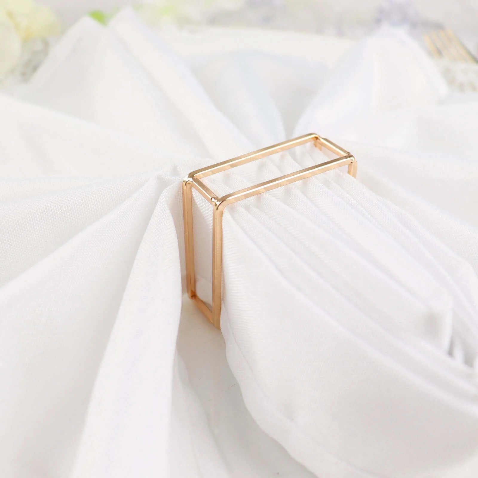 4 Pack Gold Metal Hollow Square Napkin Rings, Modern Geometric Cube Napkin Holders - Image 6