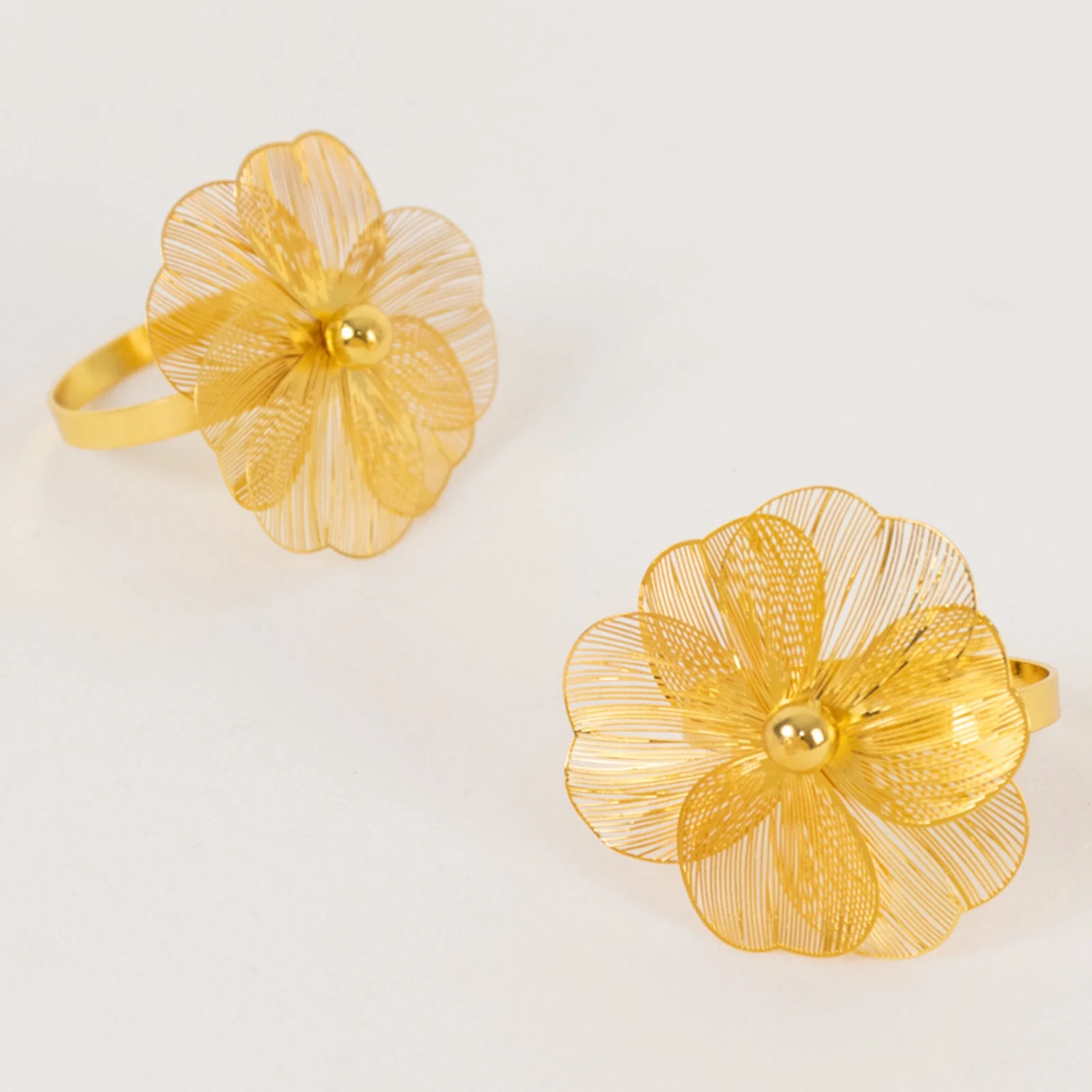 4 Pack Gold Metal Jasmine Flower Napkin Rings with Pearl Center, Decorative Floral Napkin Holder Bands - 2" - Image 9
