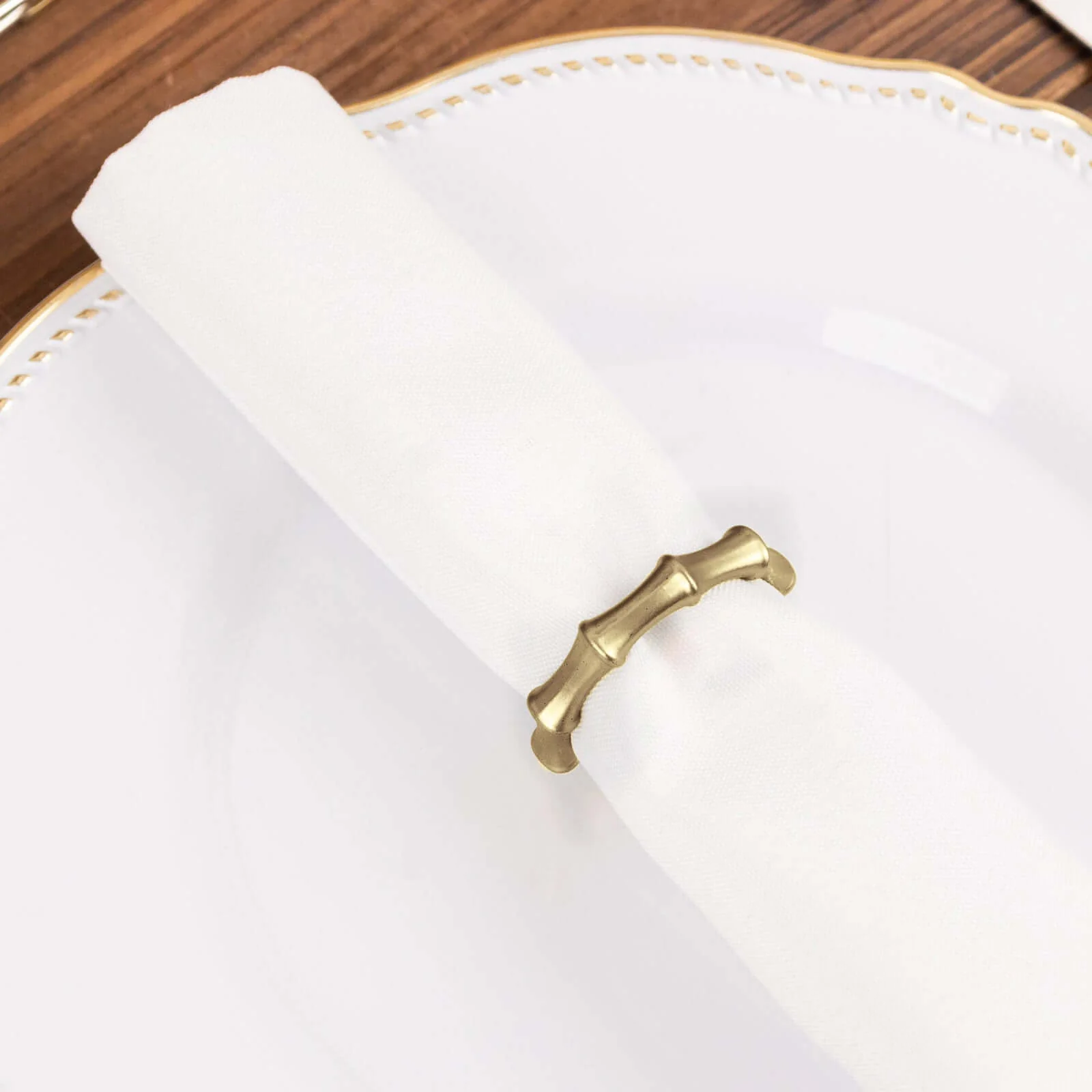 4 Pack Gold Metal Napkin Rings Bamboo Knuckle Style, Modern Serviette Holders 2" - Image 6