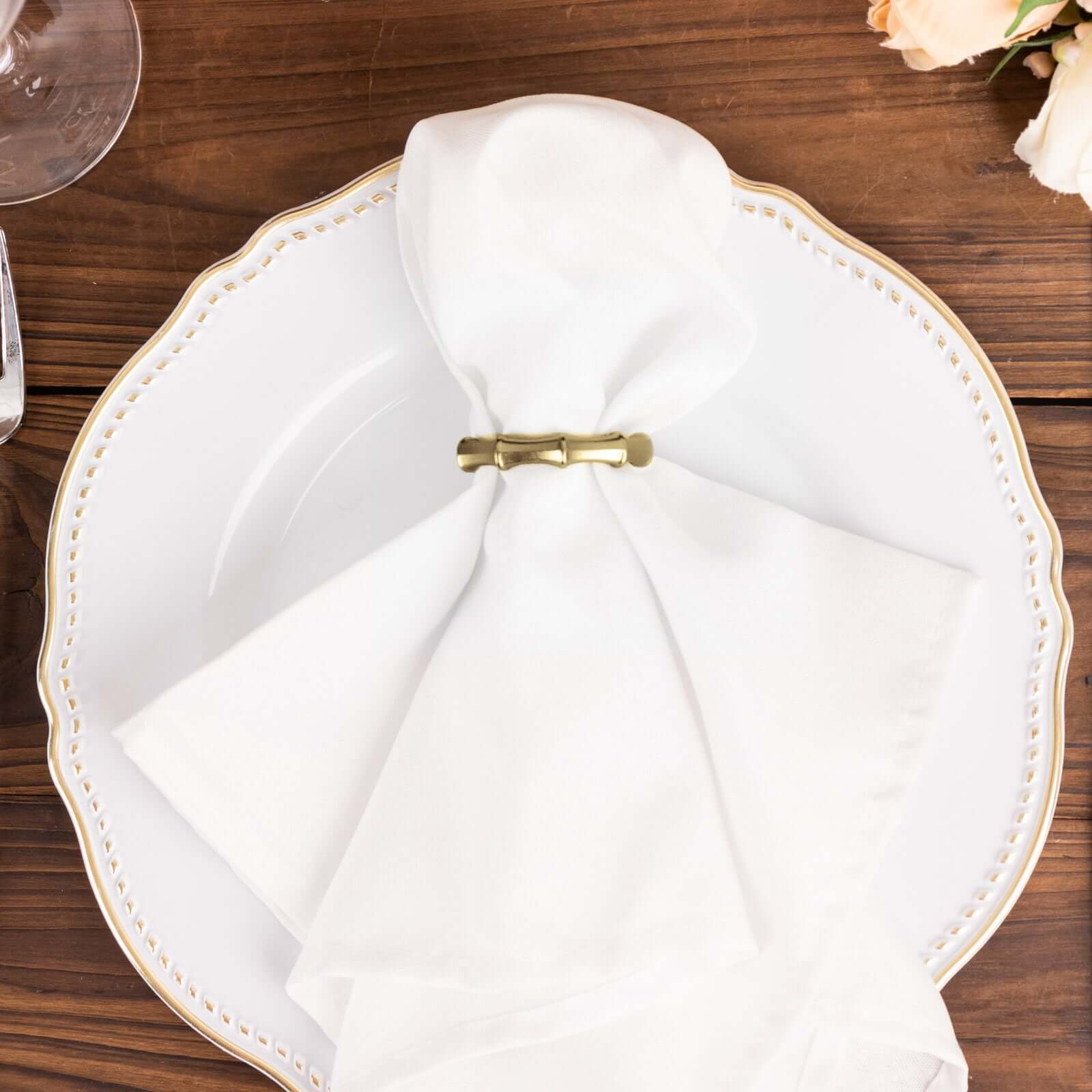 4 Pack Gold Metal Napkin Rings Bamboo Knuckle Style, Modern Serviette Holders 2" - Image 8