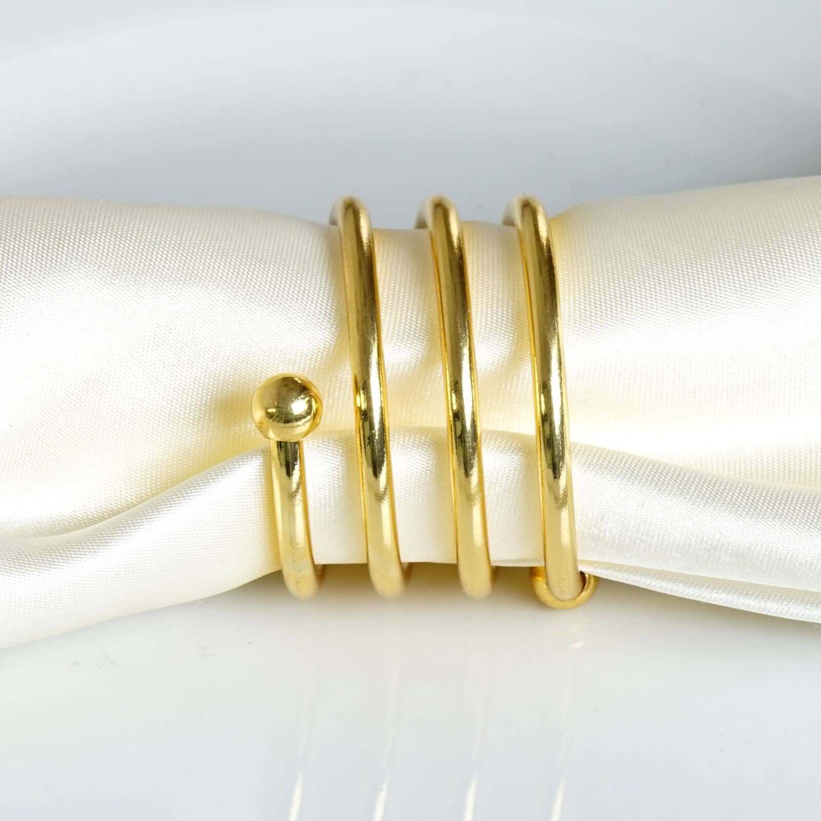 4 Pack Gold Plated Spiral Aluminum Napkin Rings - Image 2