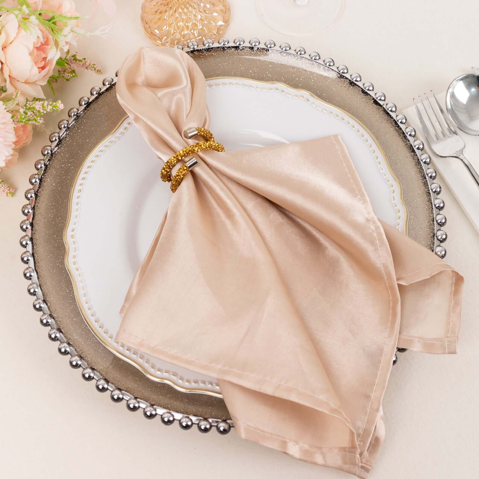 4 Pack Gold Sparkle Rhinestone Swirl Napkin Rings, Elegant Cloth Napkin Holders - Image 10