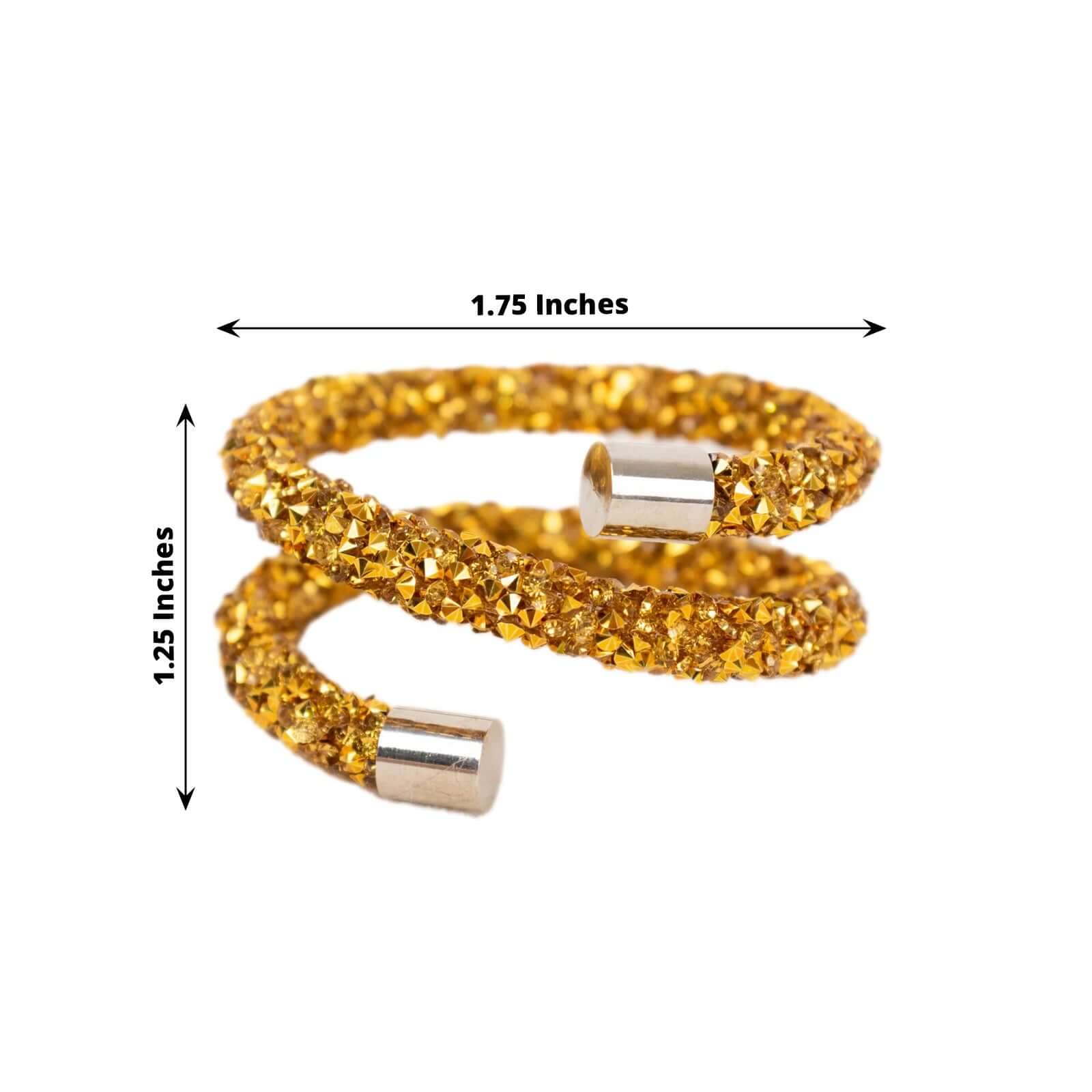 4 Pack Gold Sparkle Rhinestone Swirl Napkin Rings, Elegant Cloth Napkin Holders - Image 3