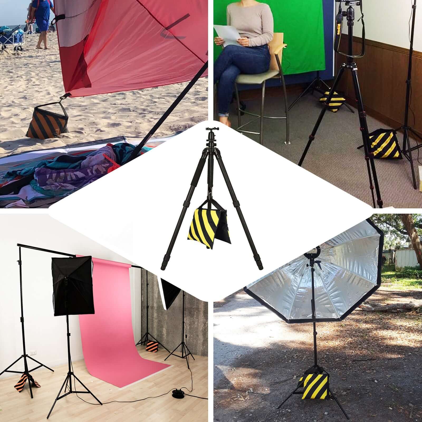 4 Pack Heavy Duty Black Yellow Sand Saddle Bag For Pipe and Drape Backdrop Stands - Image 5