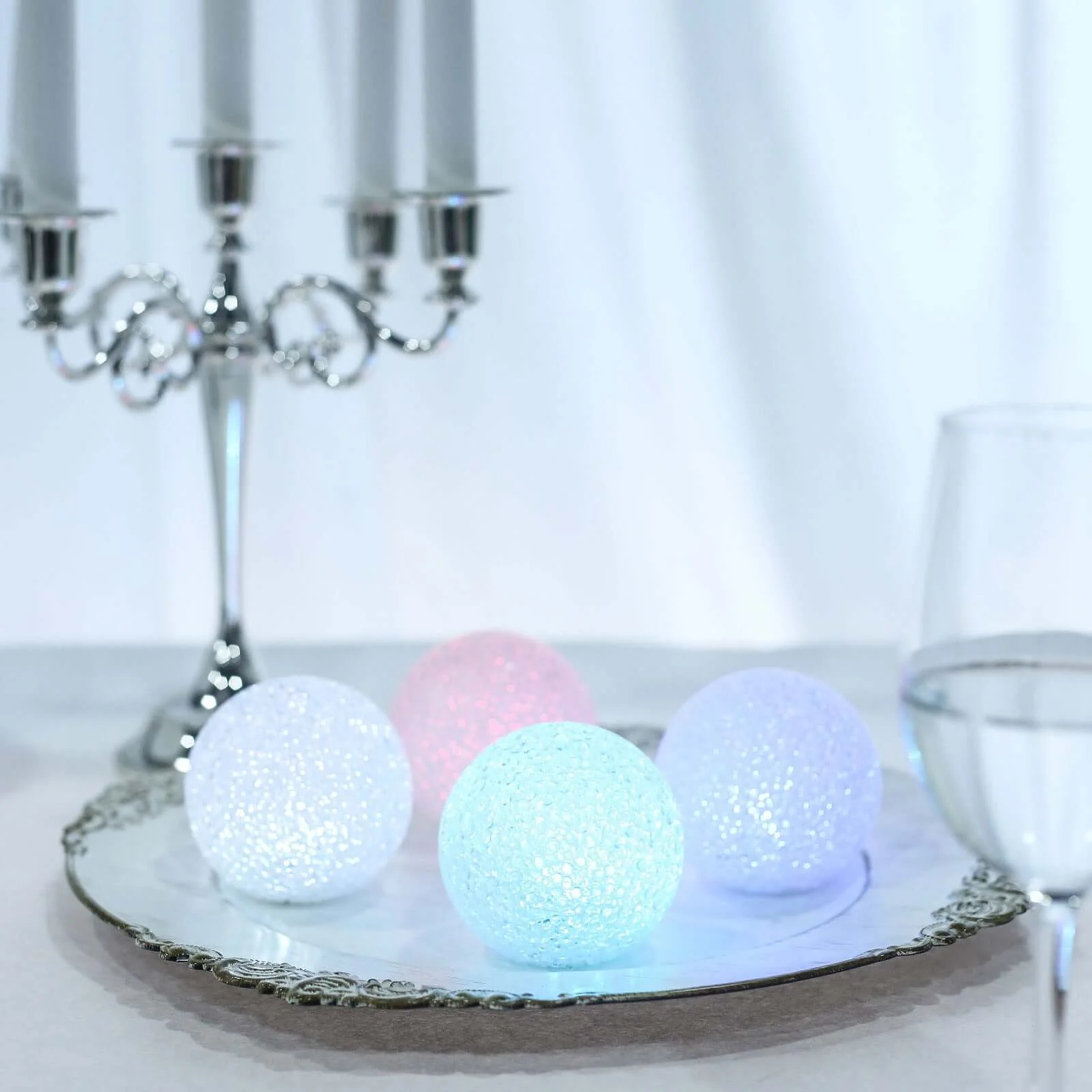 4-Pack LED Ball Light Centerpiece Fillers 3" - Color Changing Battery Operated Mini Light Globes - Image 2