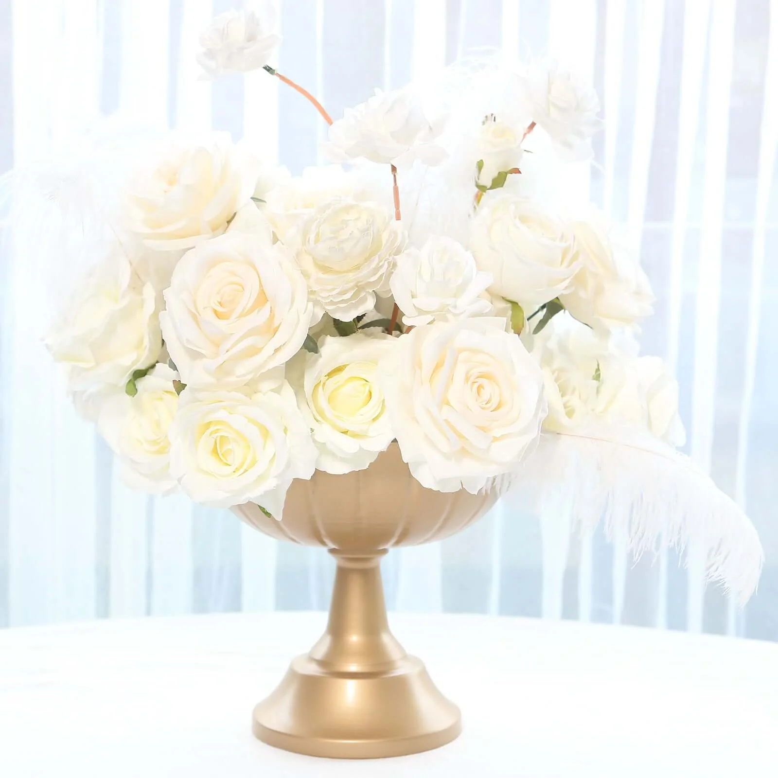 4-Pack Metal Flower Vases Compote Pedestal Bowl 8.5" in Grecian Urn Style Gold - Sophisticated Floral Wedding Centerpieces - Image 2