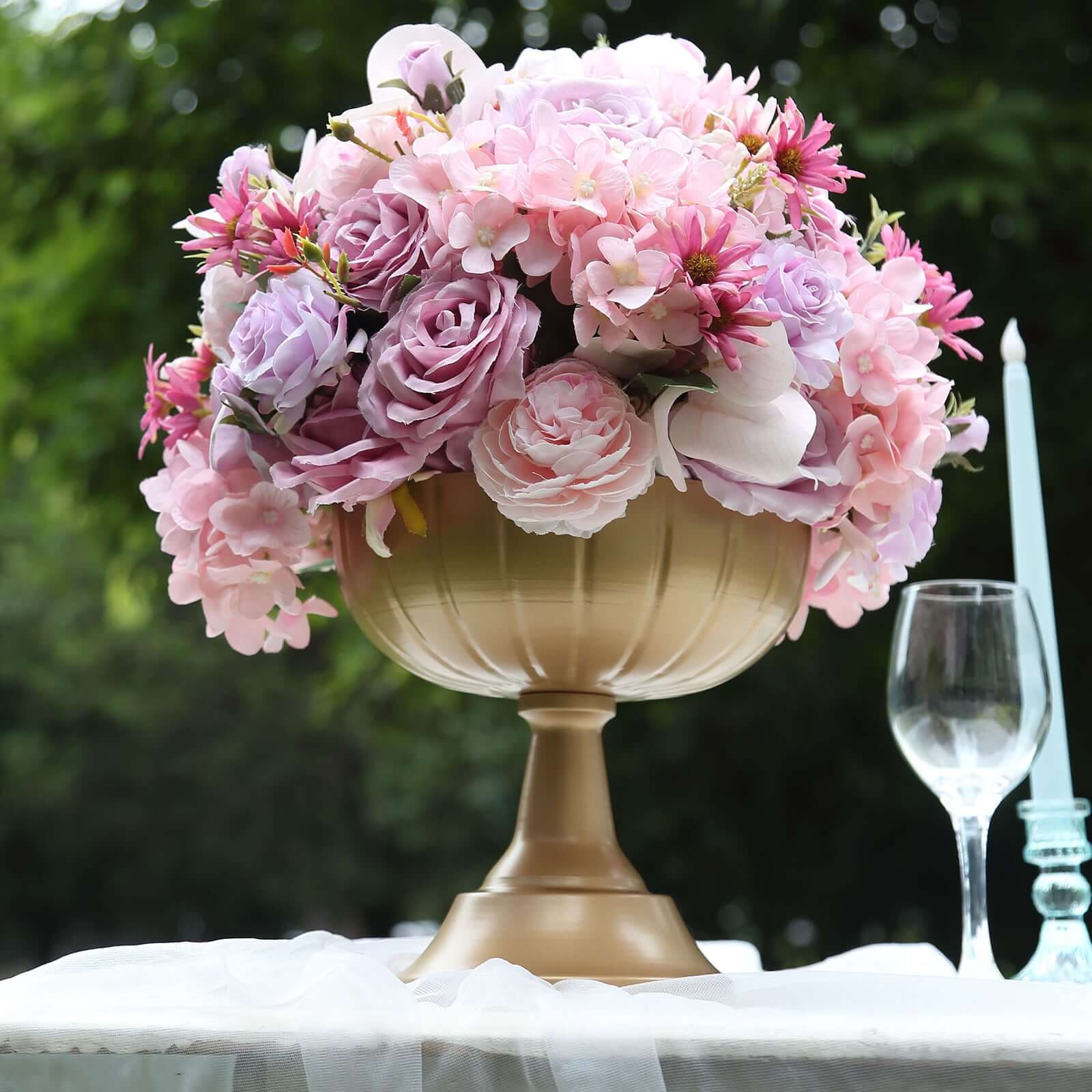 4-Pack Metal Flower Vases Compote Pedestal Bowl 8.5" in Grecian Urn Style Gold - Sophisticated Floral Wedding Centerpieces - Image 4