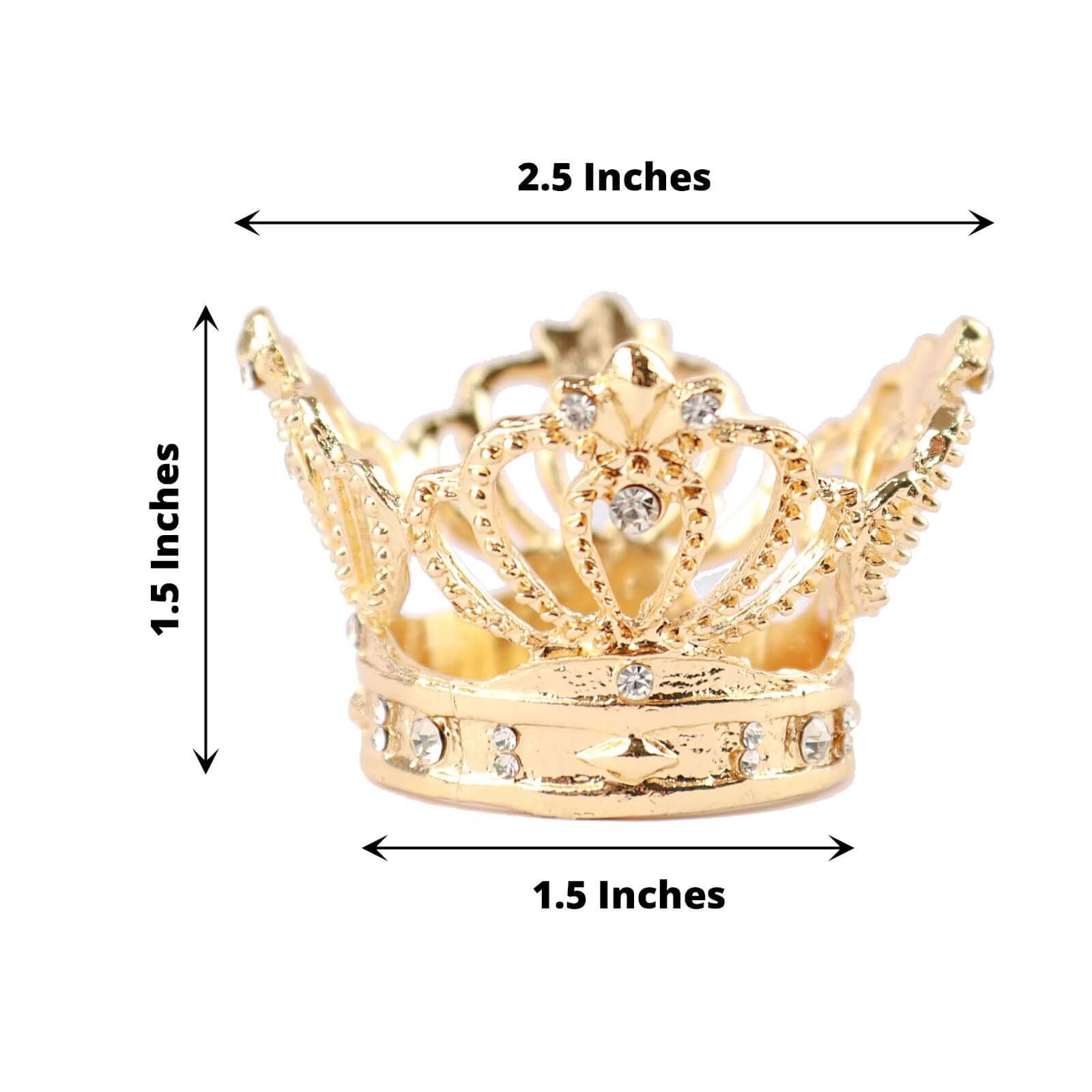 4 Pack Metallic Gold Crown Rhinestone Napkin Rings, Royal Bling Napkin Holders - Image 2