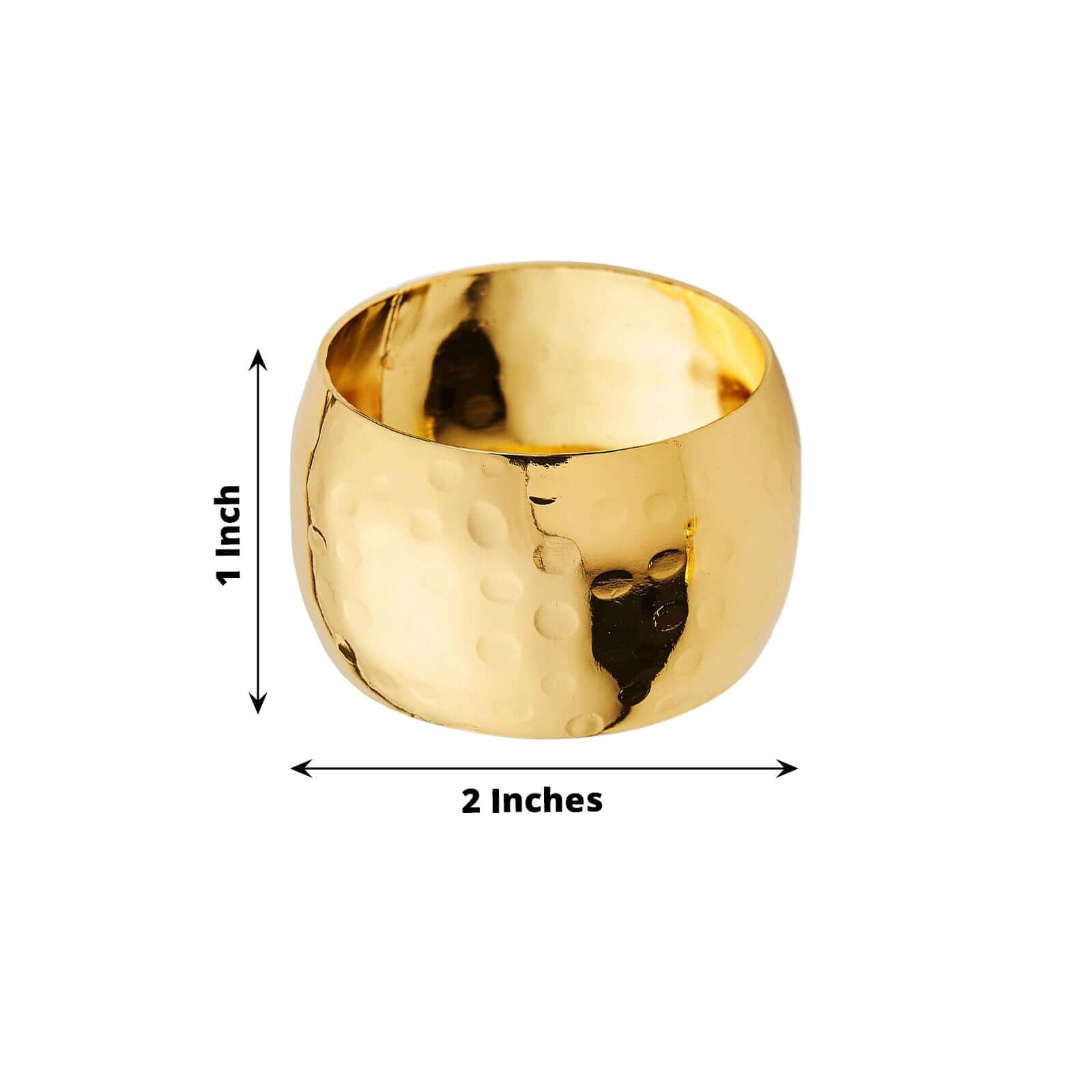 4 Pack Metallic Gold Hammered Pattern Metal Napkin Rings - Image 3