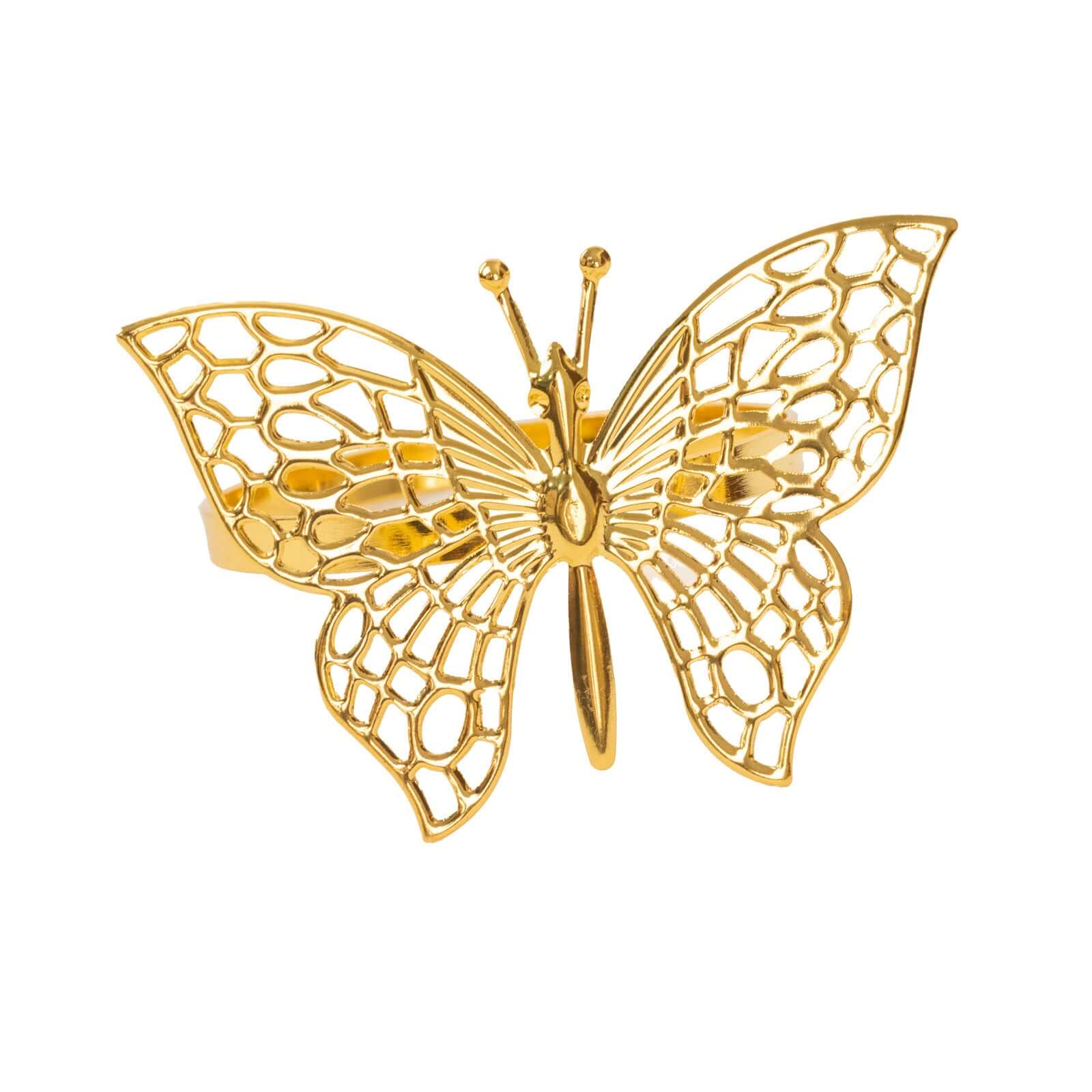 4 Pack Metallic Gold Laser Cut Butterfly Napkin Rings, Decorative Cloth Napkin Holders - Image 7