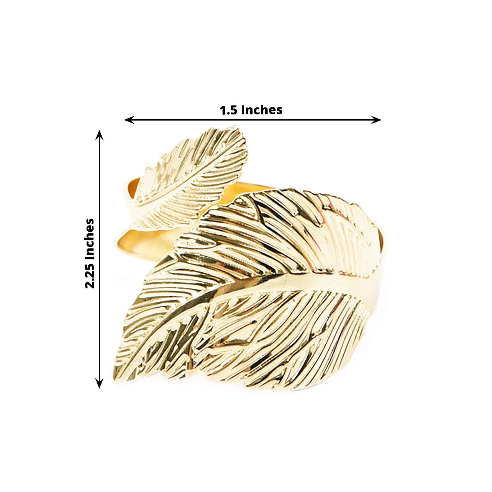 4 Pack Metallic Gold Ornate Leaf Napkin Rings, Linen Napkin Holders - Image 3