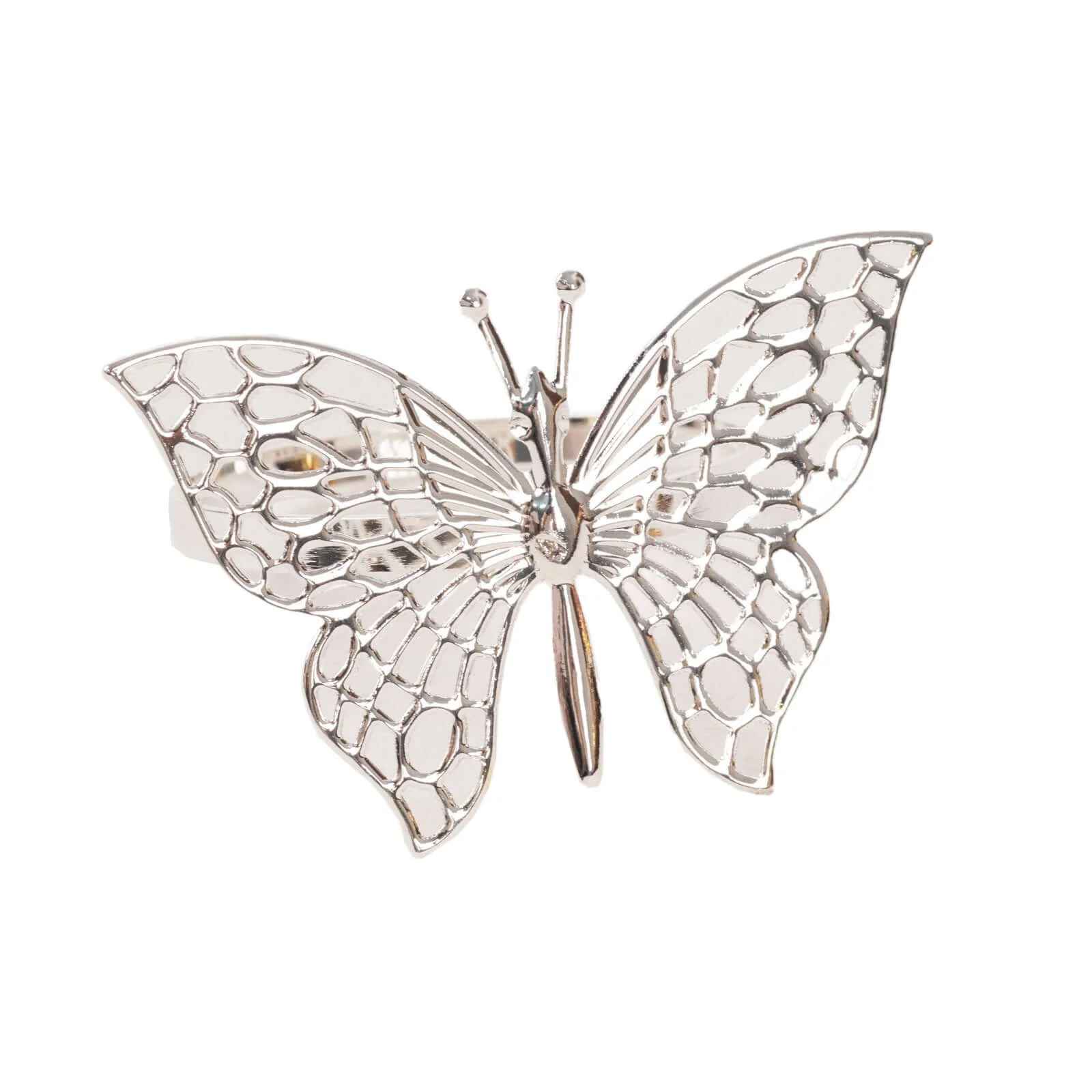 4 Pack Metallic Silver Laser Cut Butterfly Napkin Rings, Decorative Cloth Napkin Holders - Image 8
