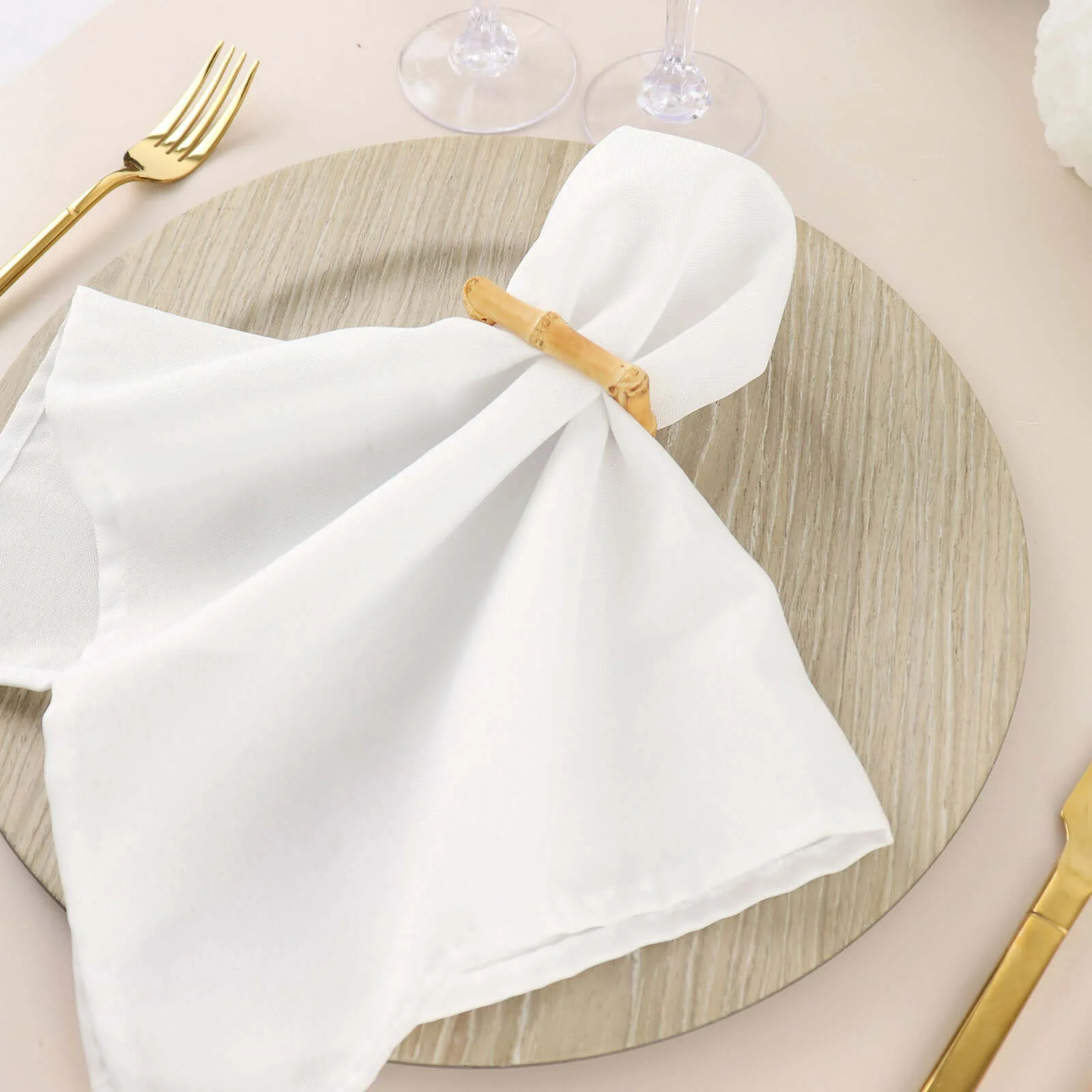 4 Pack Natural Rustic Boho Chic Wooden Square Napkin Rings, Bamboo Napkin Holders - Image 8