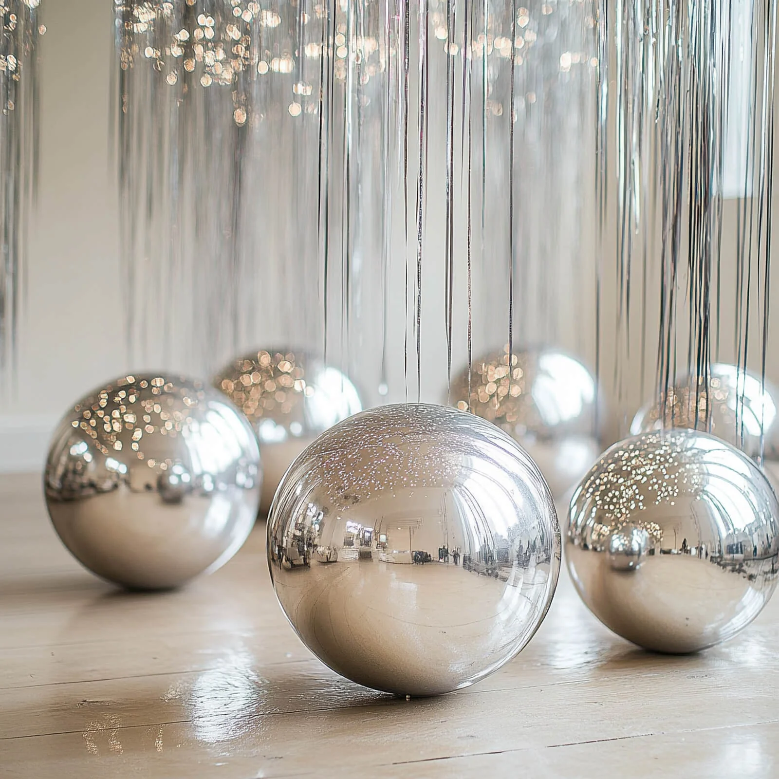 4-Pack Orbz Mylar Foil Balloons, 39" Metallic Silver Large Round Sphere Helium or Air-Filled Party Decorations - Image 8