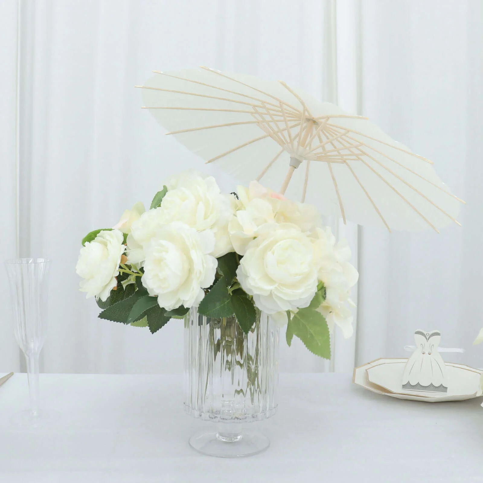 4-Pack Parasol Umbrellas Paper and Bamboo 16" White - Wedding Party Favors and Table Decorations - Image 16
