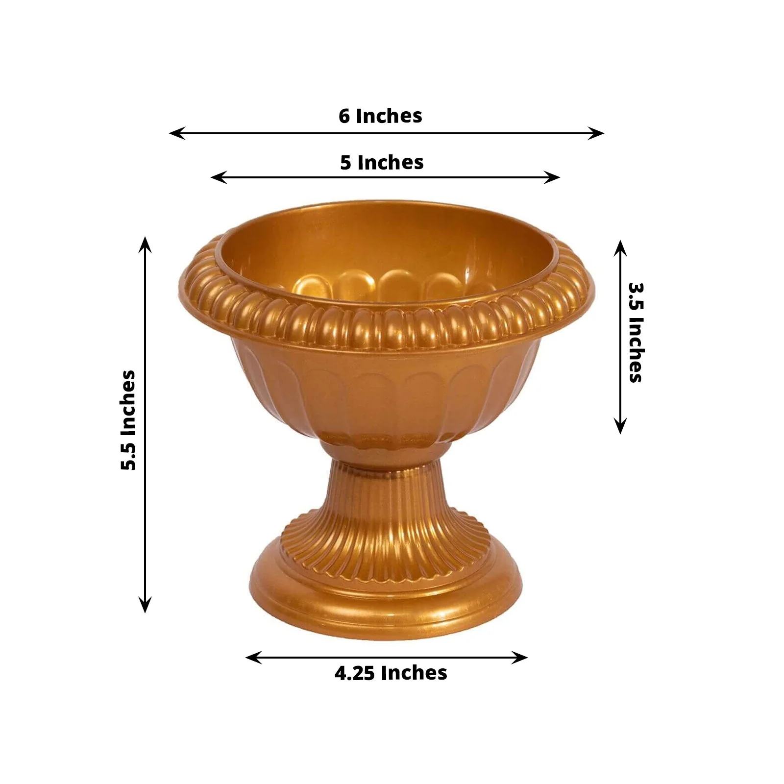 4-Pack Plastic Flower Pot Vases Roman Style Gold 6" - Classic Urn Planter - Image 3