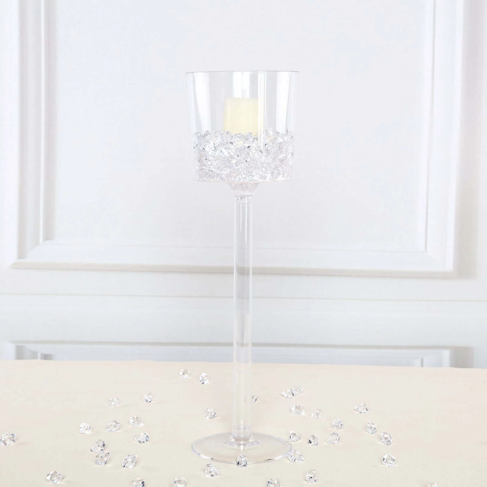 4-Pack Plastic Flower Vases Cylinder Wine Cup Design 18" Clear - Fillable Long Stem Wedding Centerpieces - Image 6