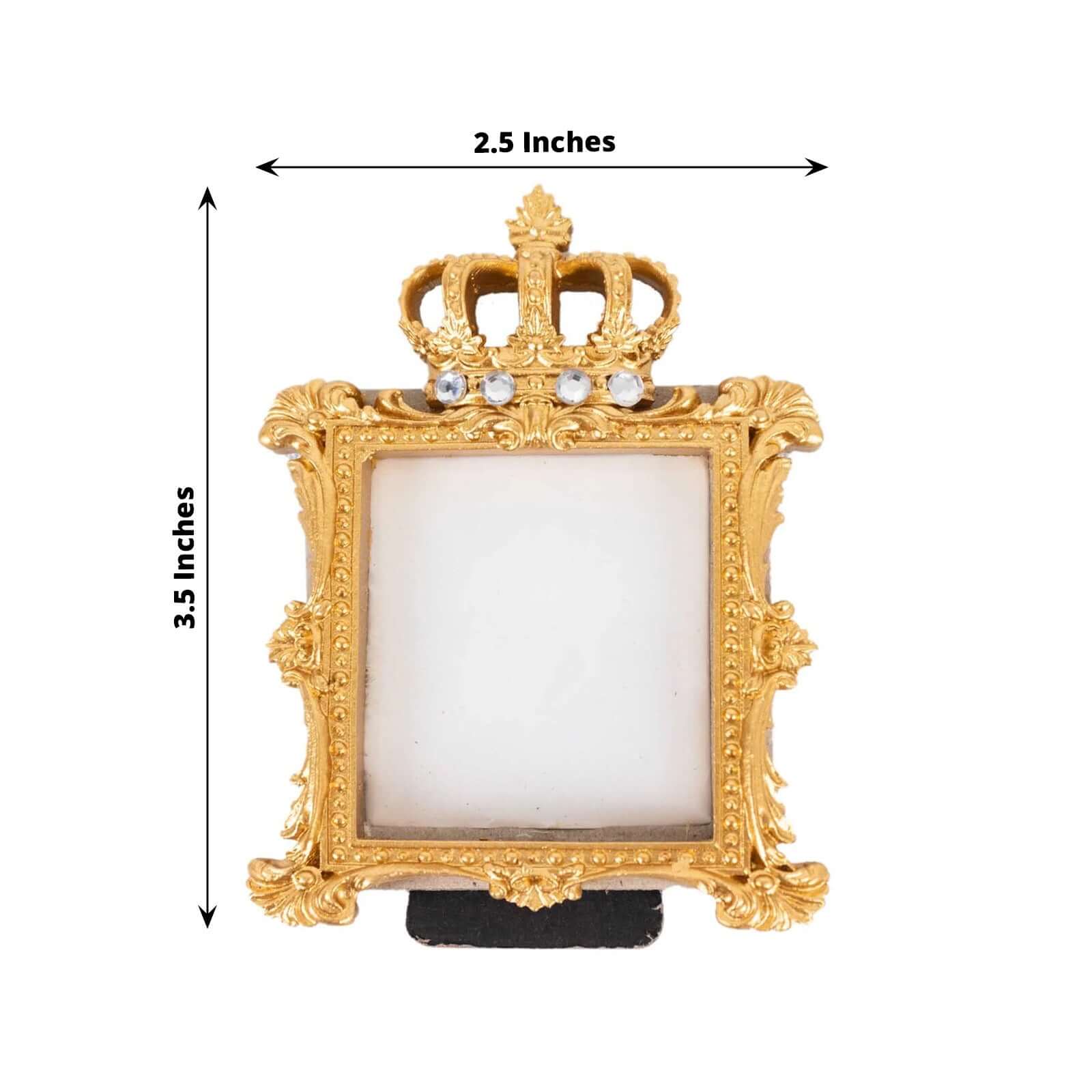 4-Pack Resin Picture Frames 3.5" Royal Crown Design Square Gold - Baroque Party Favors & Wedding Place Card Holders - Image 3