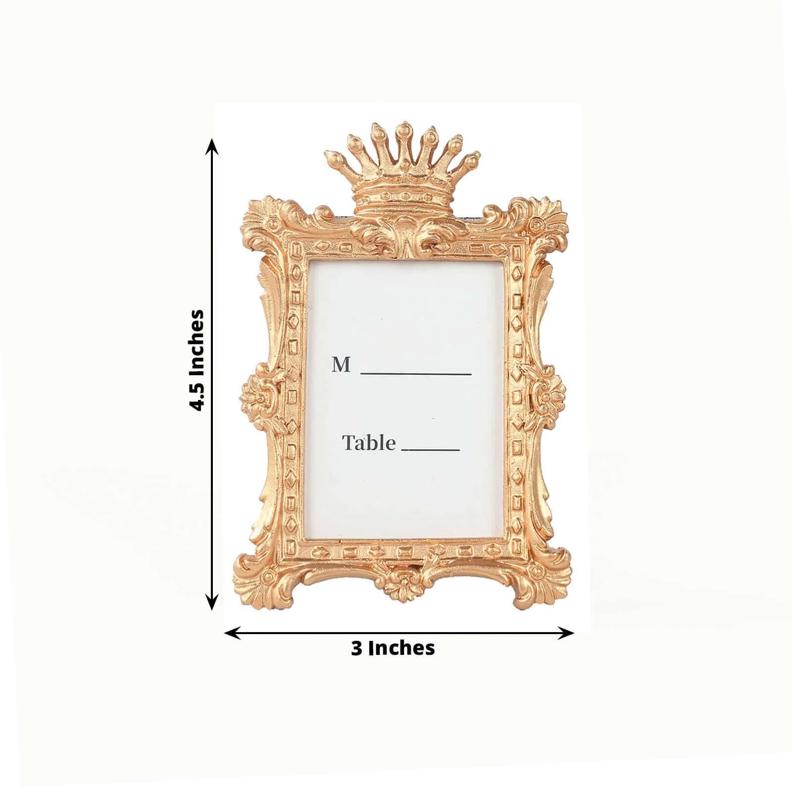 4-Pack Resin Picture Frames 4.5"x3" Vintage Crown Design Rectangle Gold - Mini Photo Frame Party Favors & Wedding Place Card Holders - Image 3