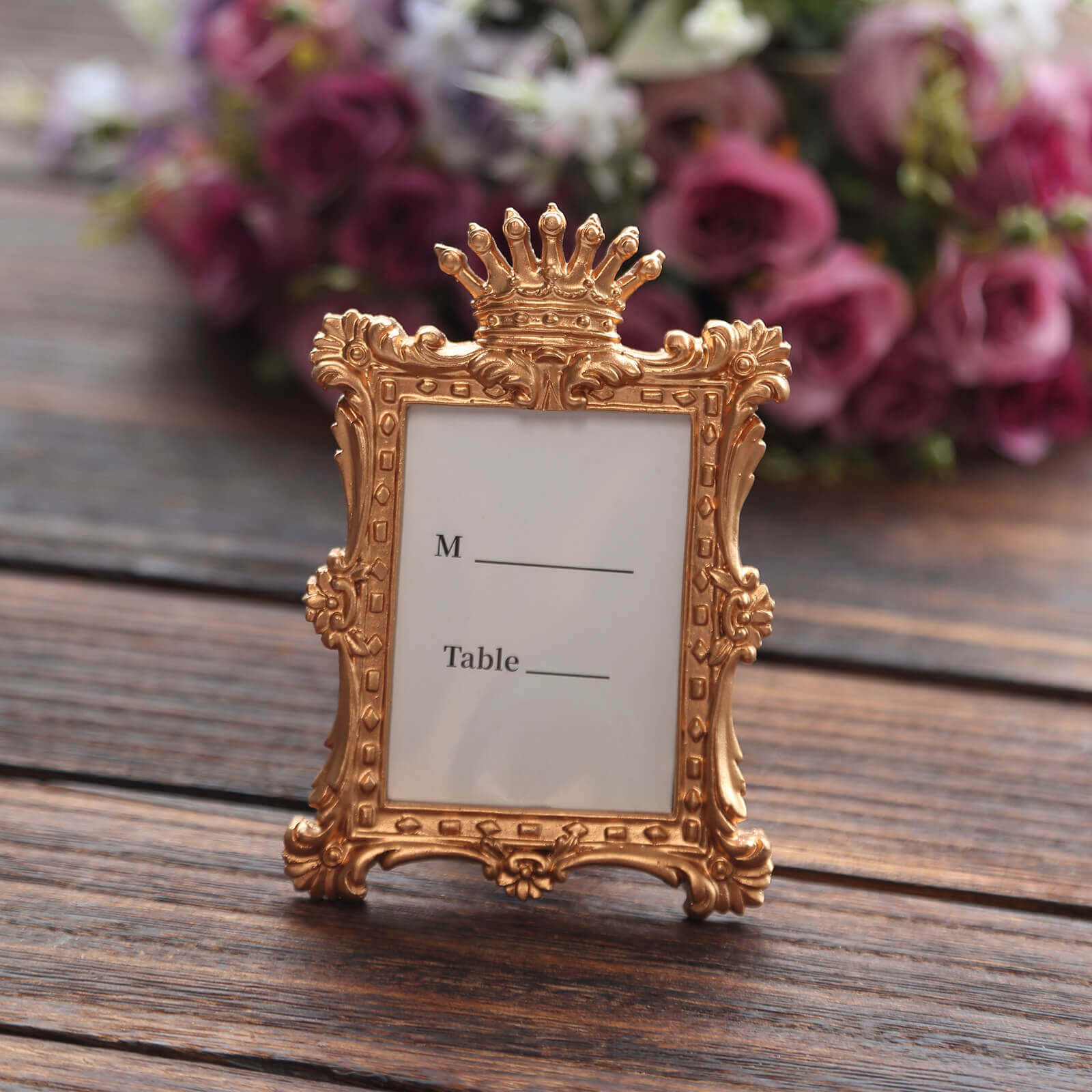 4-Pack Resin Picture Frames 4.5"x3" Vintage Crown Design Rectangle Gold - Mini Photo Frame Party Favors & Wedding Place Card Holders - Image 8