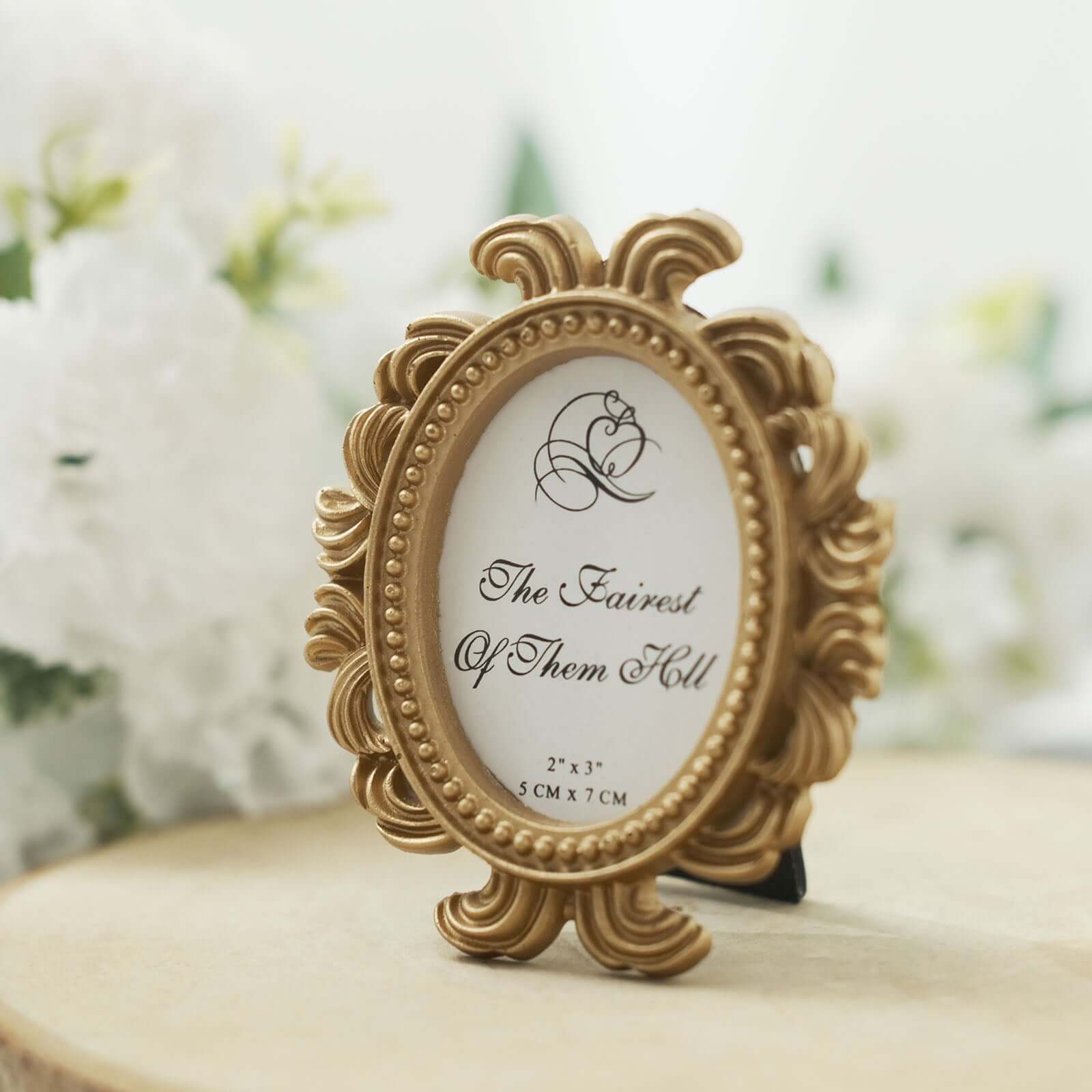 4-Pack Resin Picture Frames 4" Decorative Baroque Oval Design Gold - Beaded Party Favors & Place Card Holders - Image 5