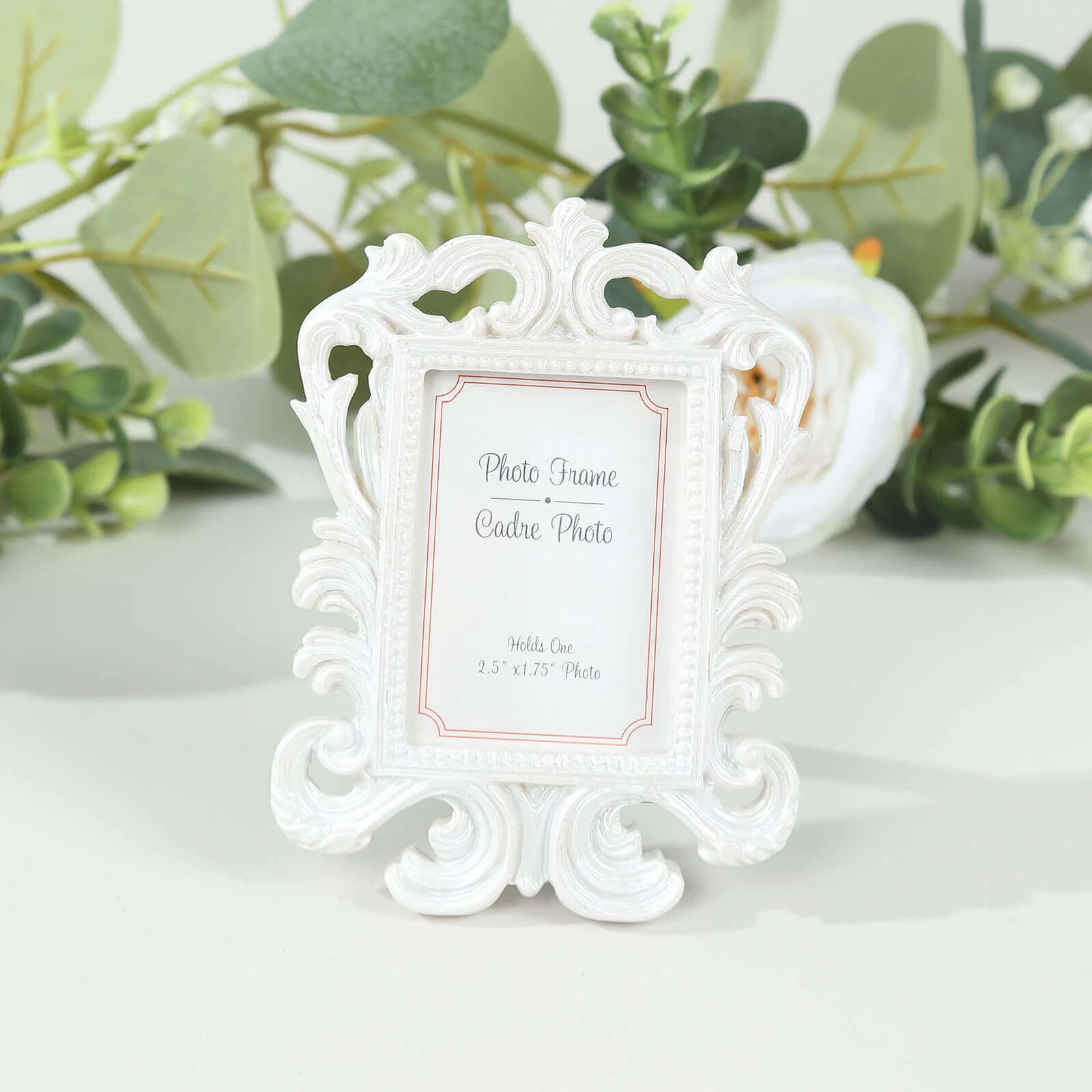 4-Pack Resin Picture Frames 4"x3" Vintage Baroque Design Rectangle White - Mini Photo Frame Party Favors & Wedding Place Card Holders - Image 11