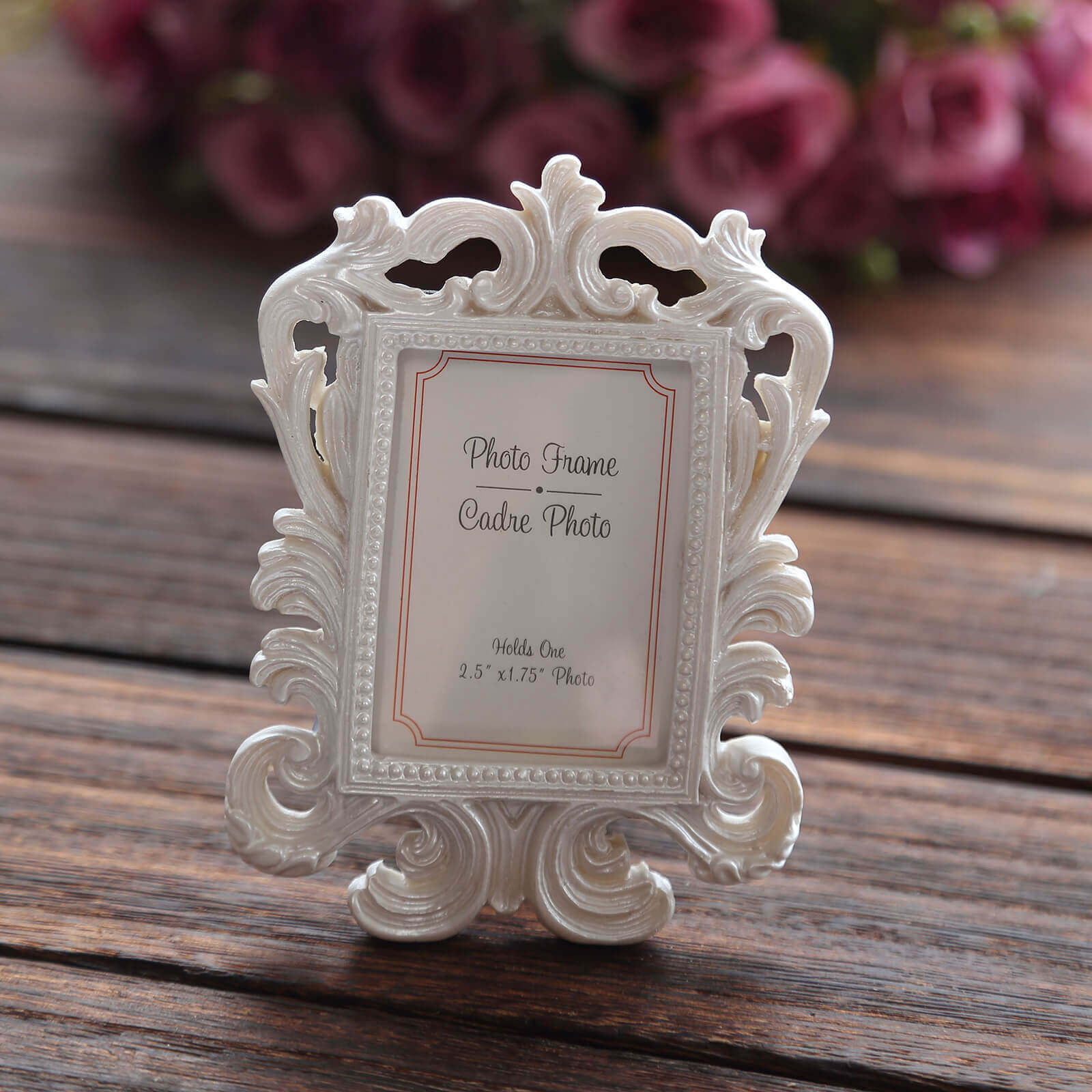 4-Pack Resin Picture Frames 4"x3" Vintage Baroque Design Rectangle White - Mini Photo Frame Party Favors & Wedding Place Card Holders - Image 2